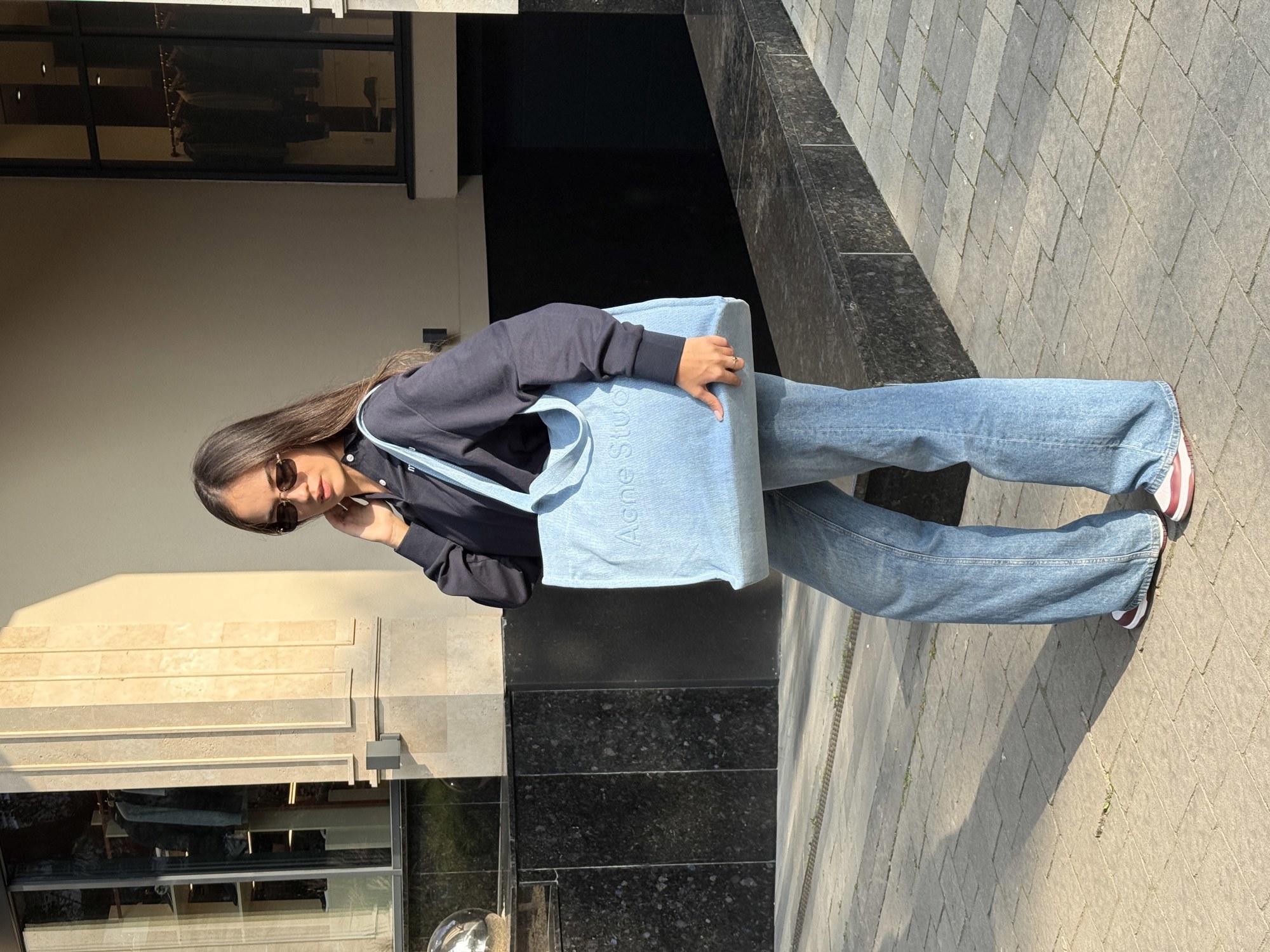 Acne Studios Logo-Embossed Distressed Denim Tote Bag - 3