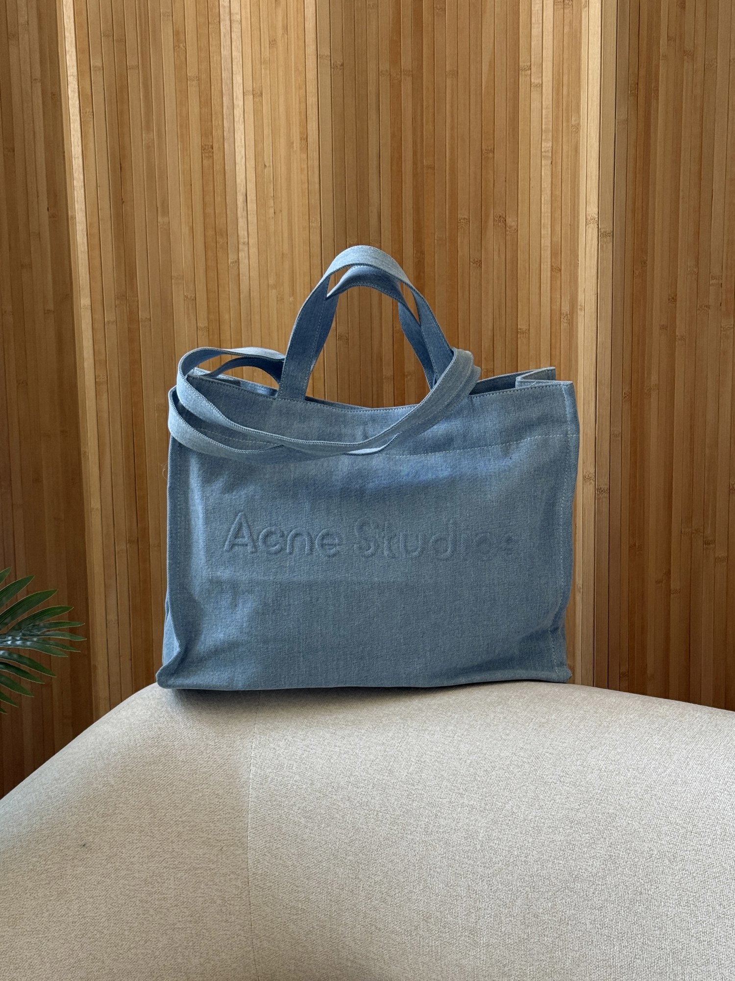 Acne Studios Logo-Embossed Distressed Denim Tote Bag - 10