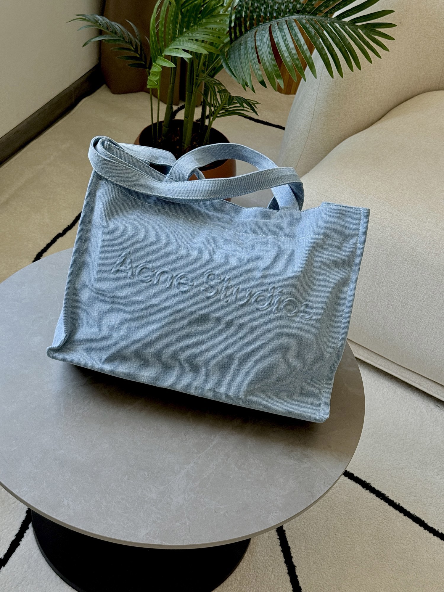 Acne Studios Logo-Embossed Distressed Denim Tote Bag - 13