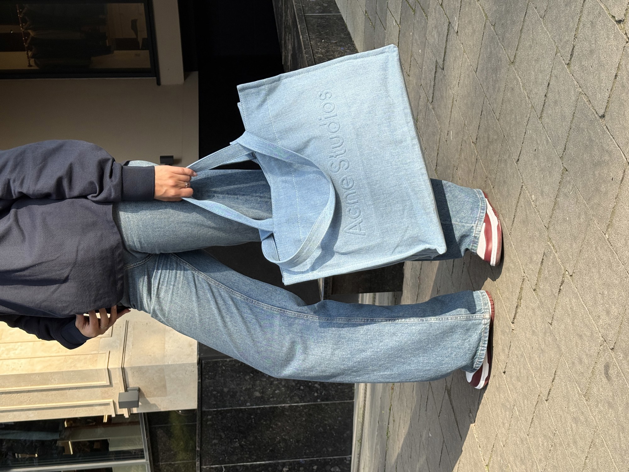 Acne Studios Logo-Embossed Distressed Denim Tote Bag - 5