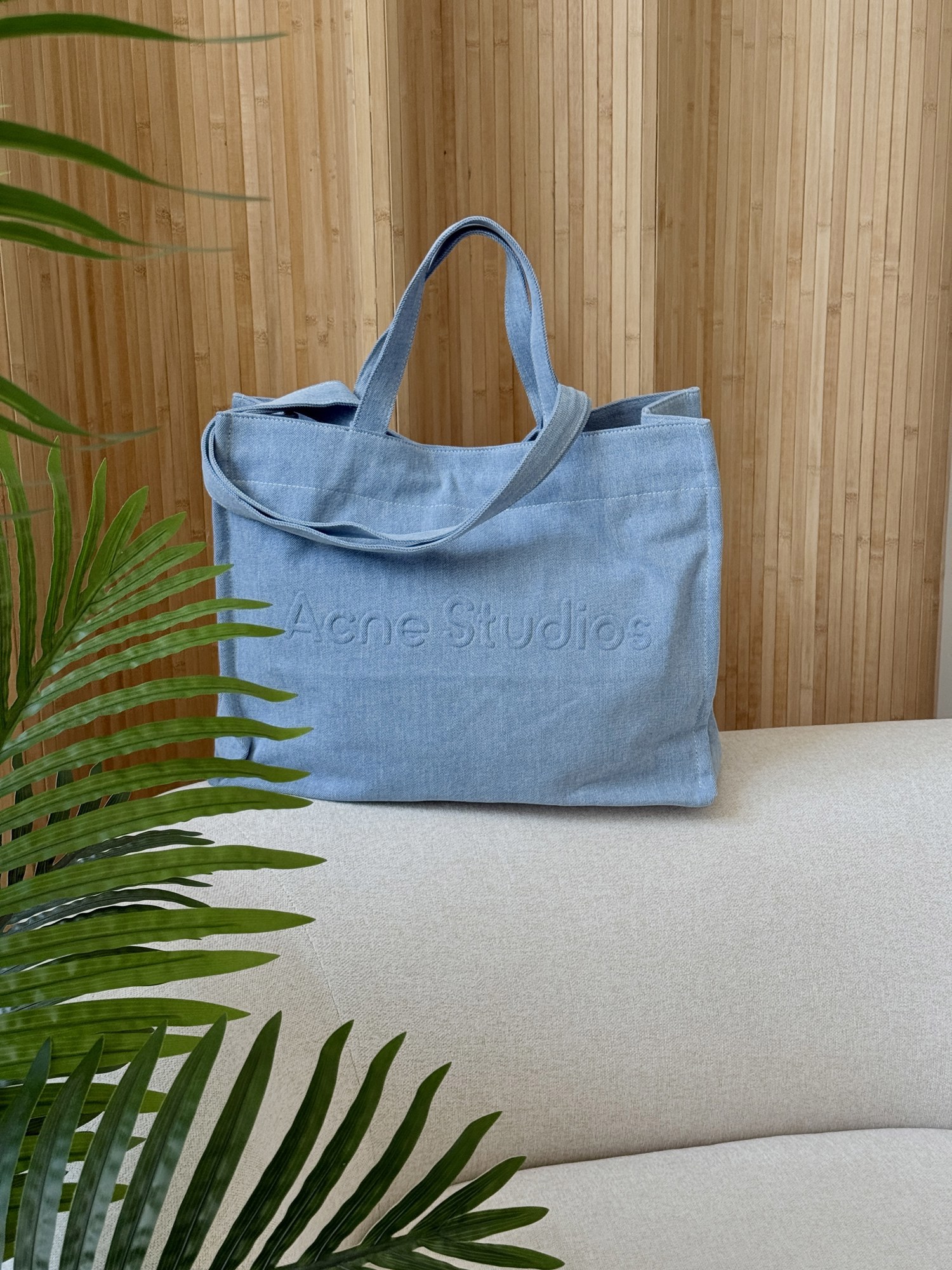 Acne Studios Logo-Embossed Distressed Denim Tote Bag - 12