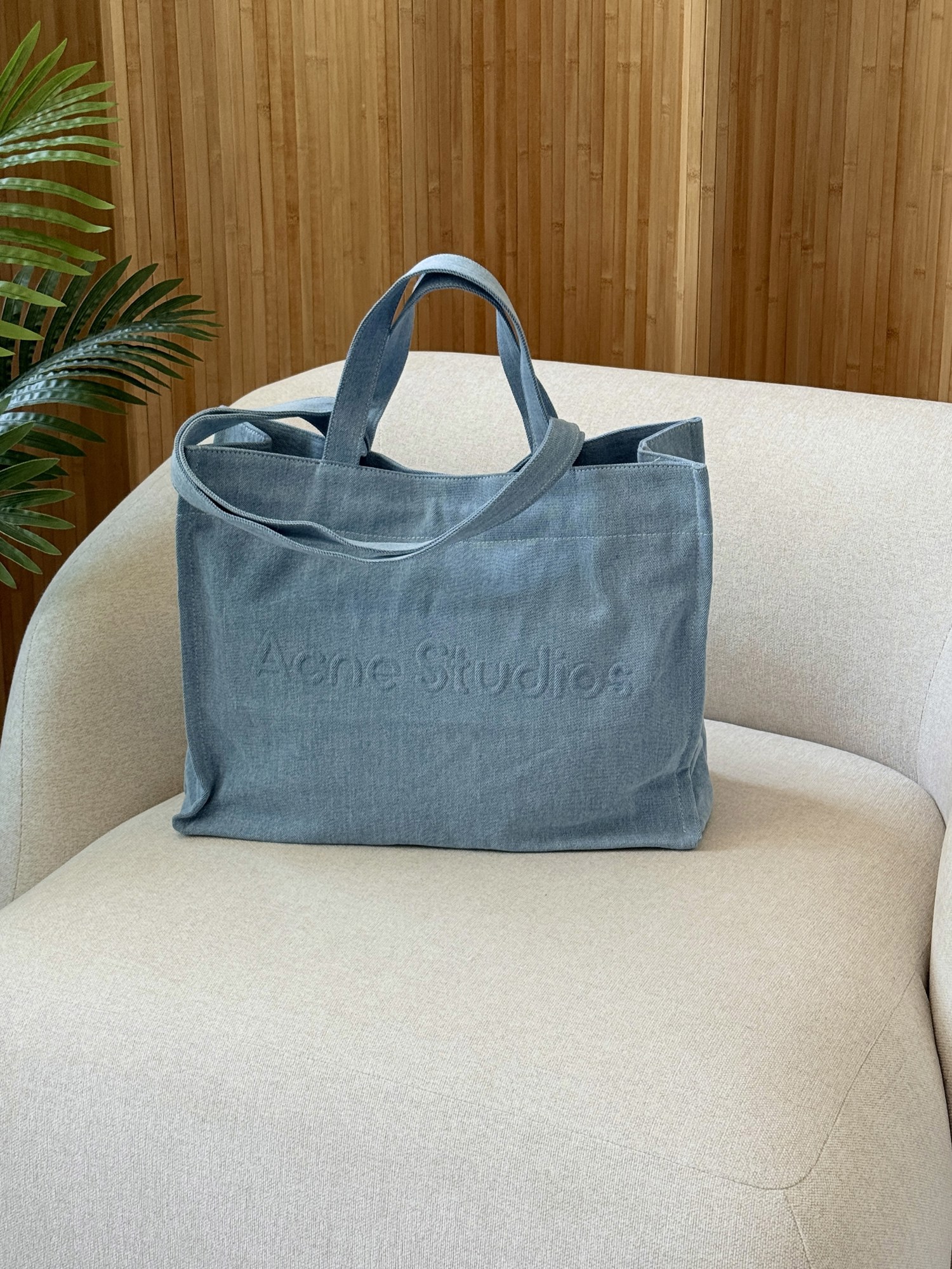 Acne Studios Logo-Embossed Distressed Denim Tote Bag - 11