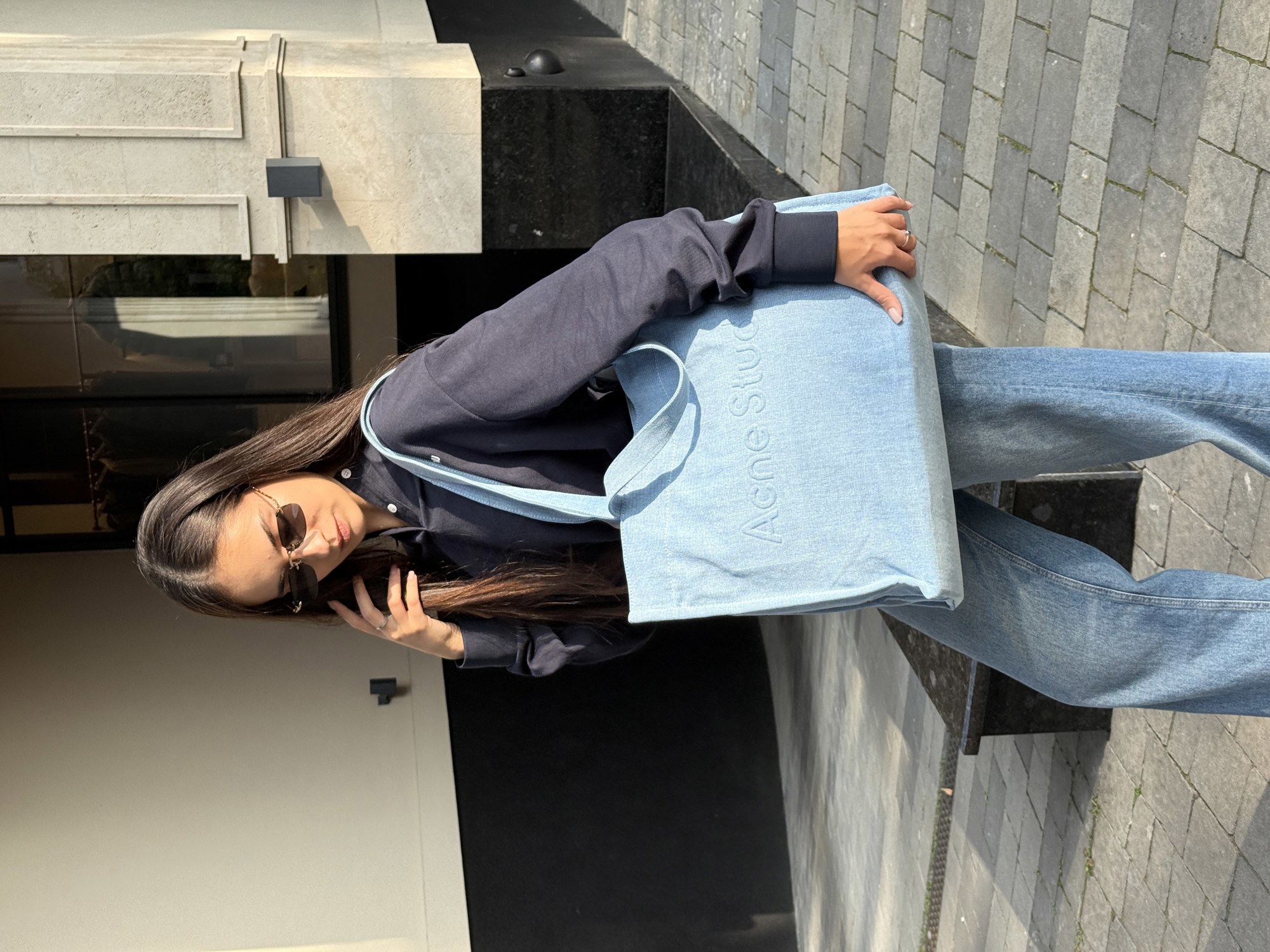 Acne Studios Logo-Embossed Distressed Denim Tote Bag - 4