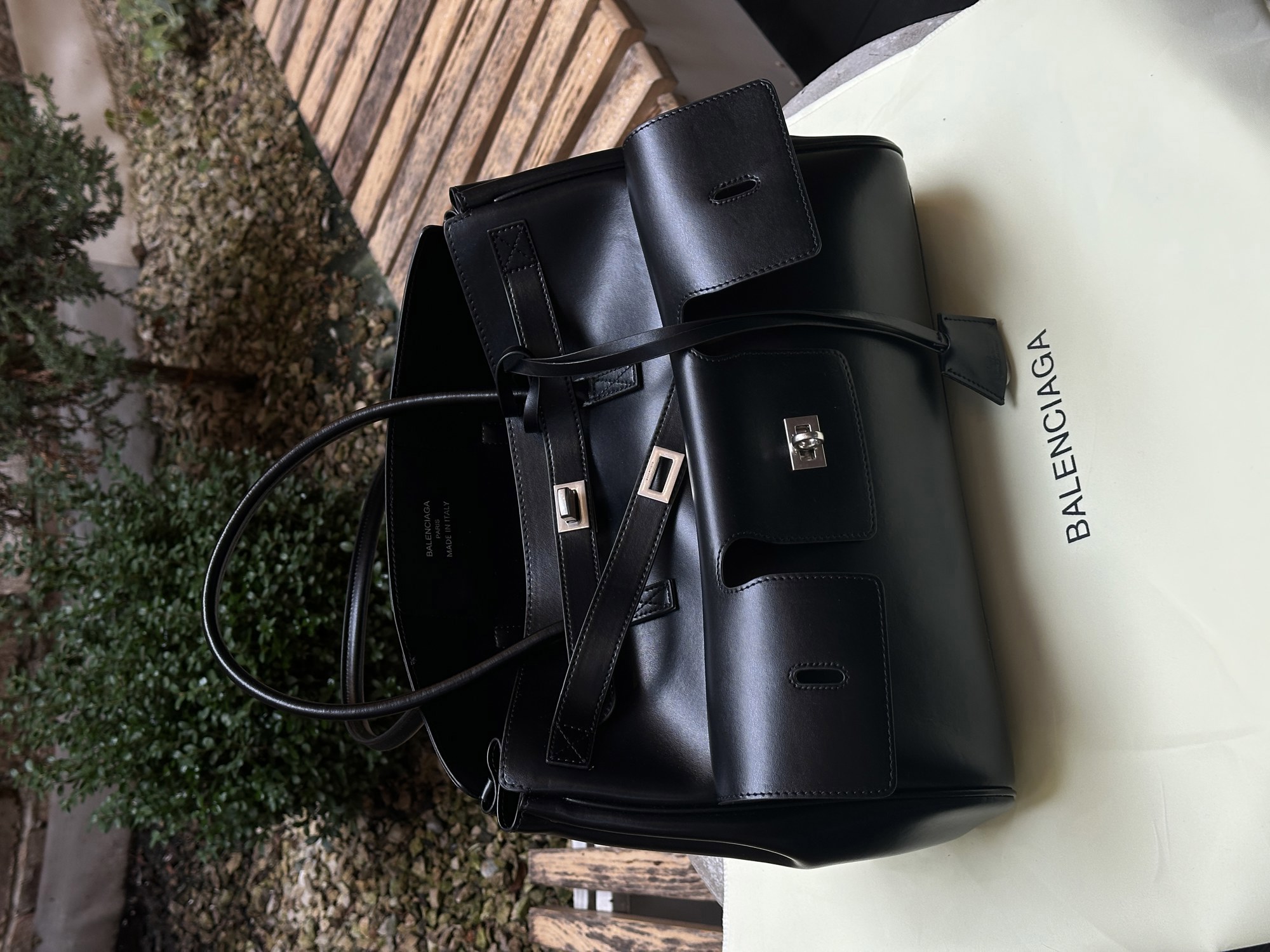 Balenciaga Bel Air Tote Bag Black/Silver