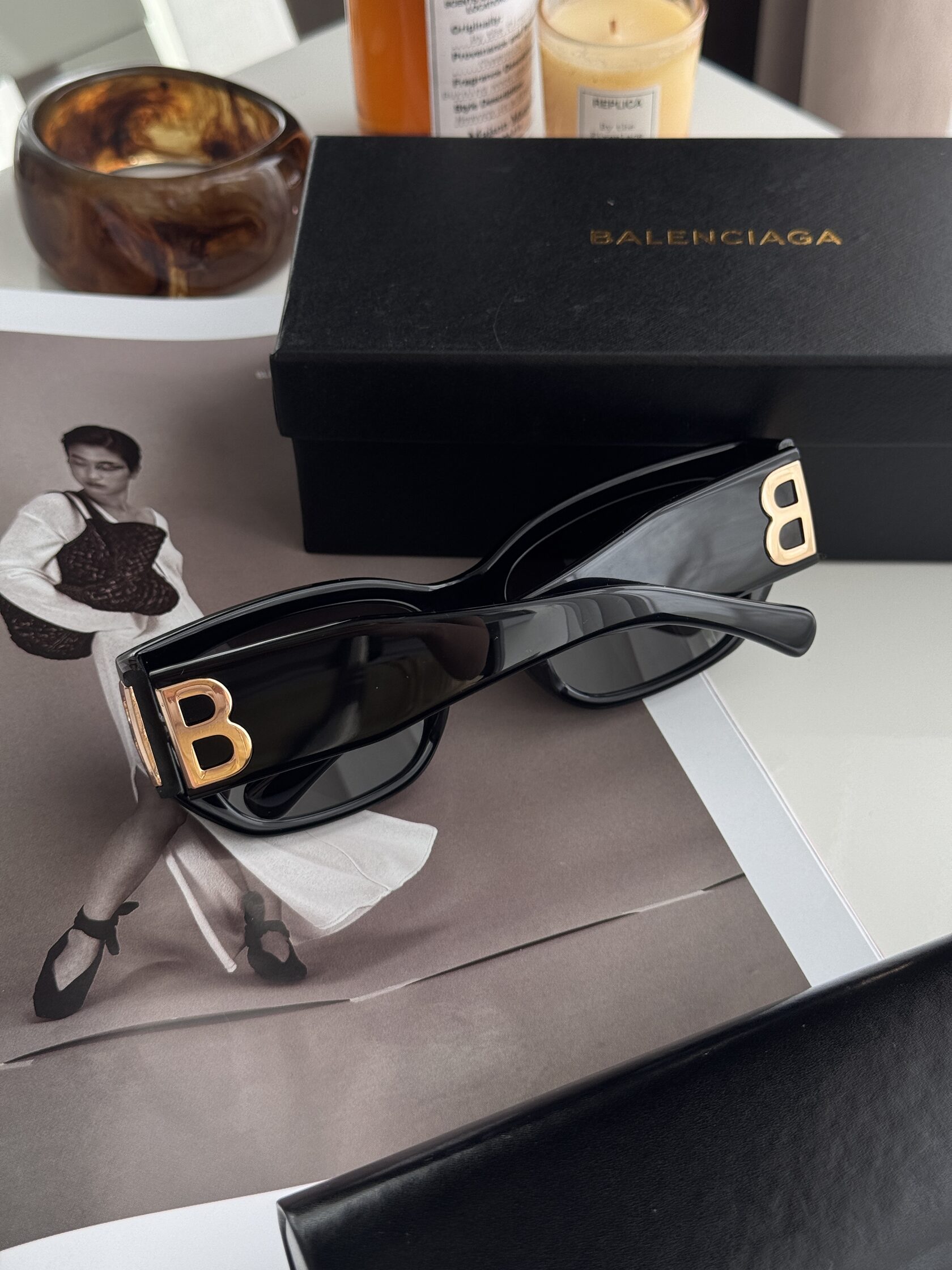 Balenciaga Black/Gold BB0361SK 001 - 7