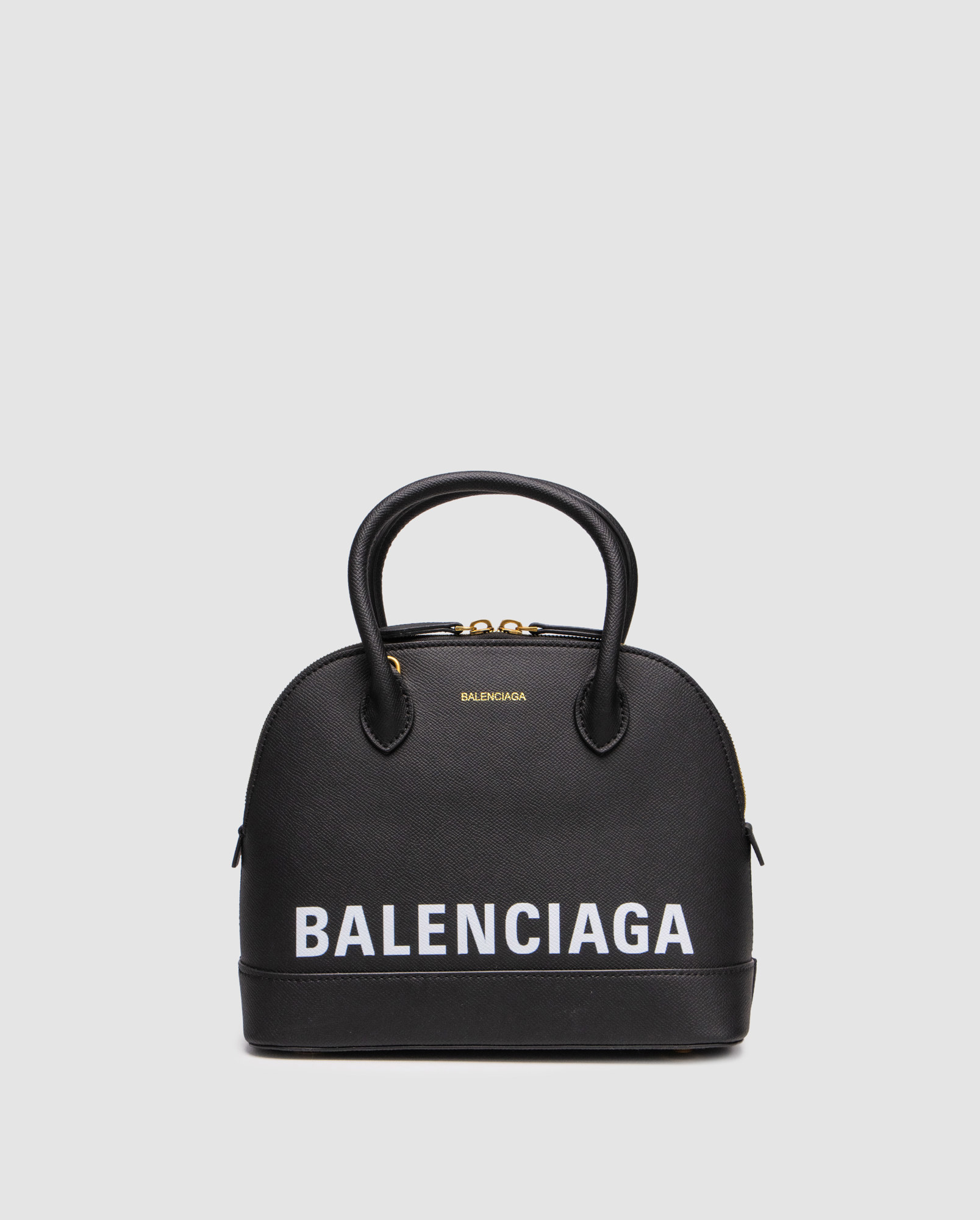 Balenciaga Black Grained Leather Ville Top Handle Bag