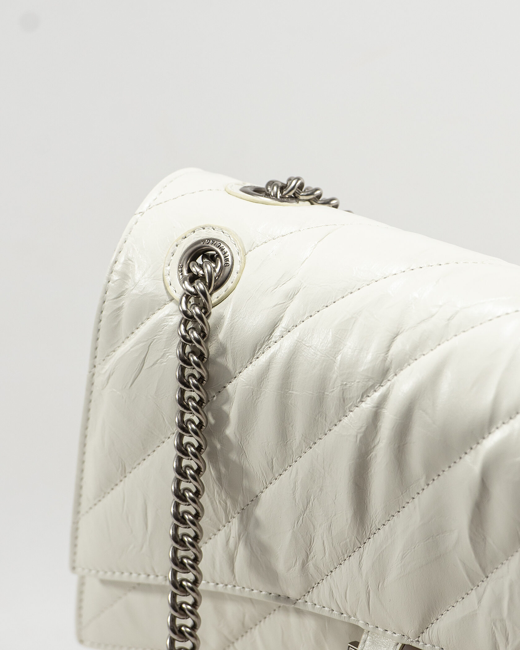 Balenciaga Crush Chain Bag Quilted in White\Silver - 11