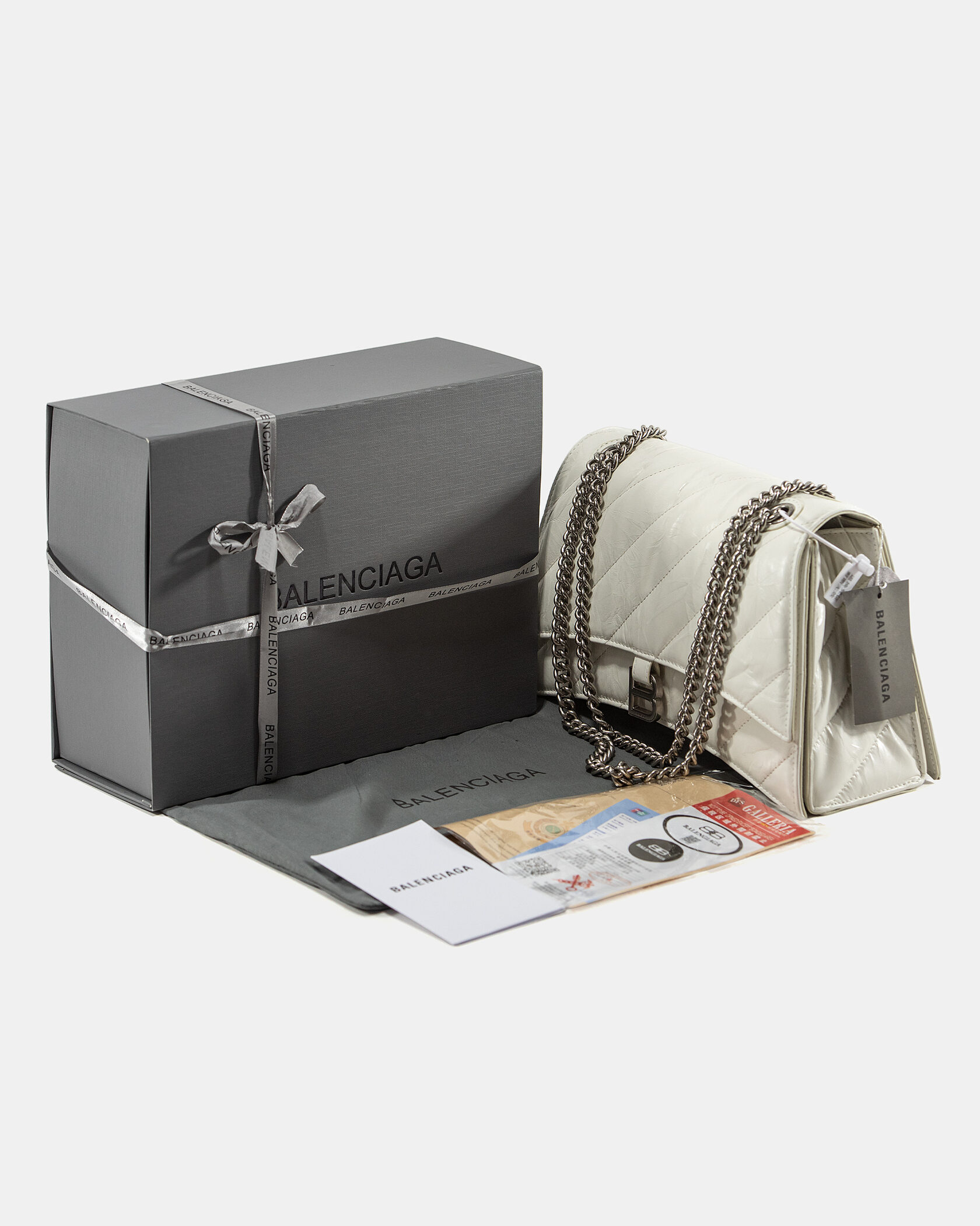 Balenciaga Crush Chain Bag Quilted in White\Silver - 2