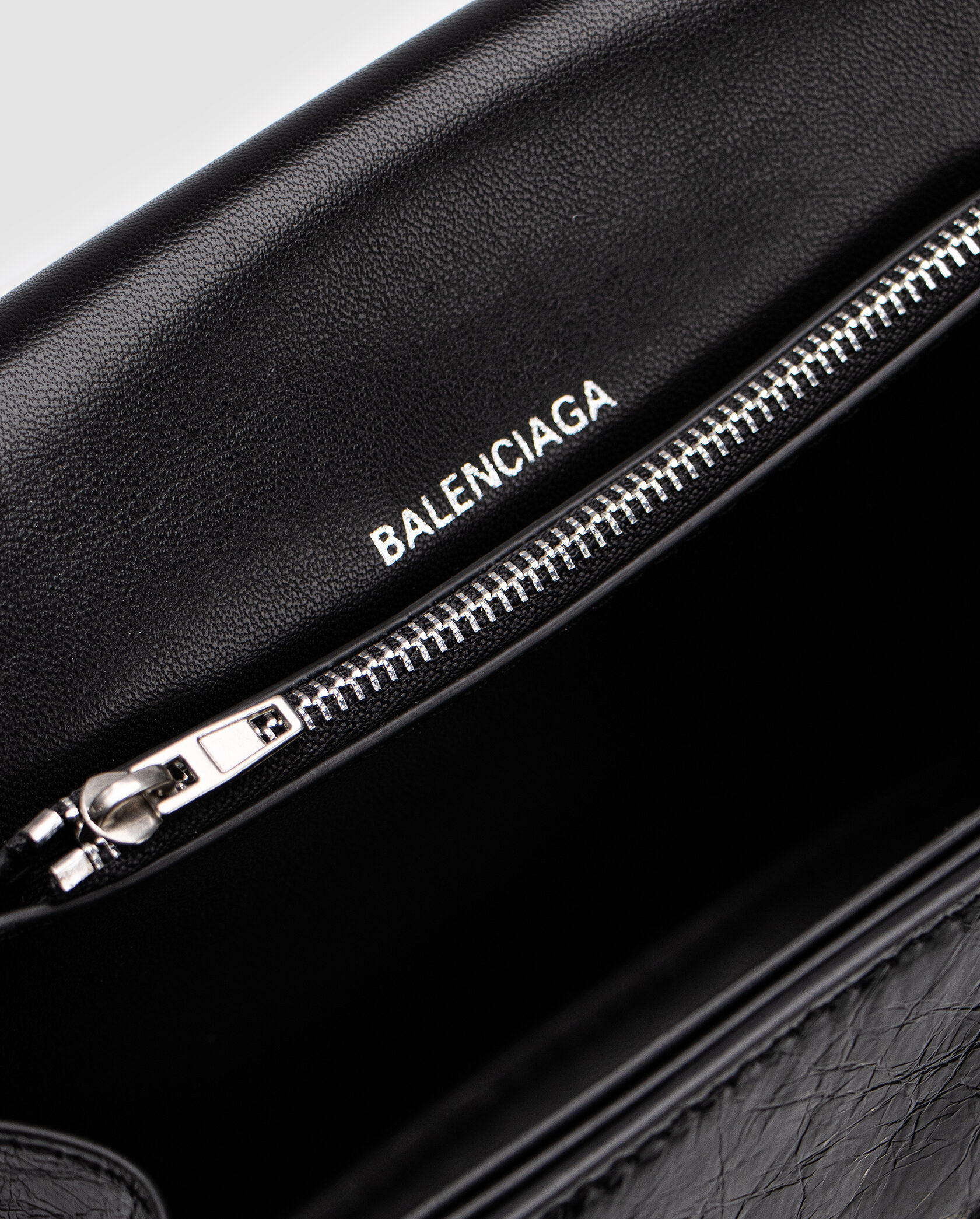Balenciaga Crush Medium Handbag Crushed Calfskin in Black\Silve - 13
