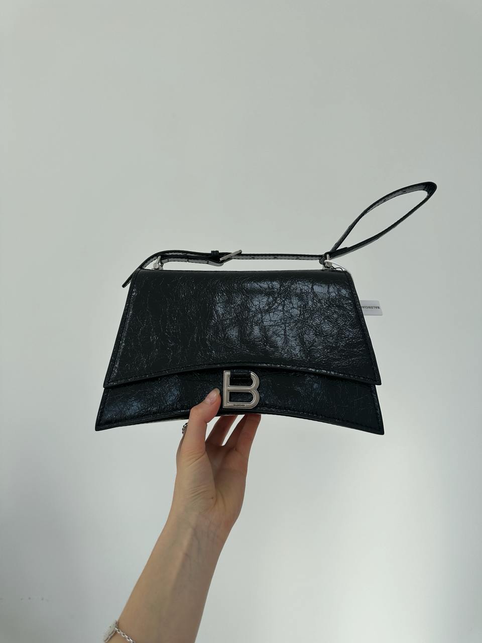 Balenciaga Crush Medium Handbag Crushed Calfskin in Black\Silve - 3