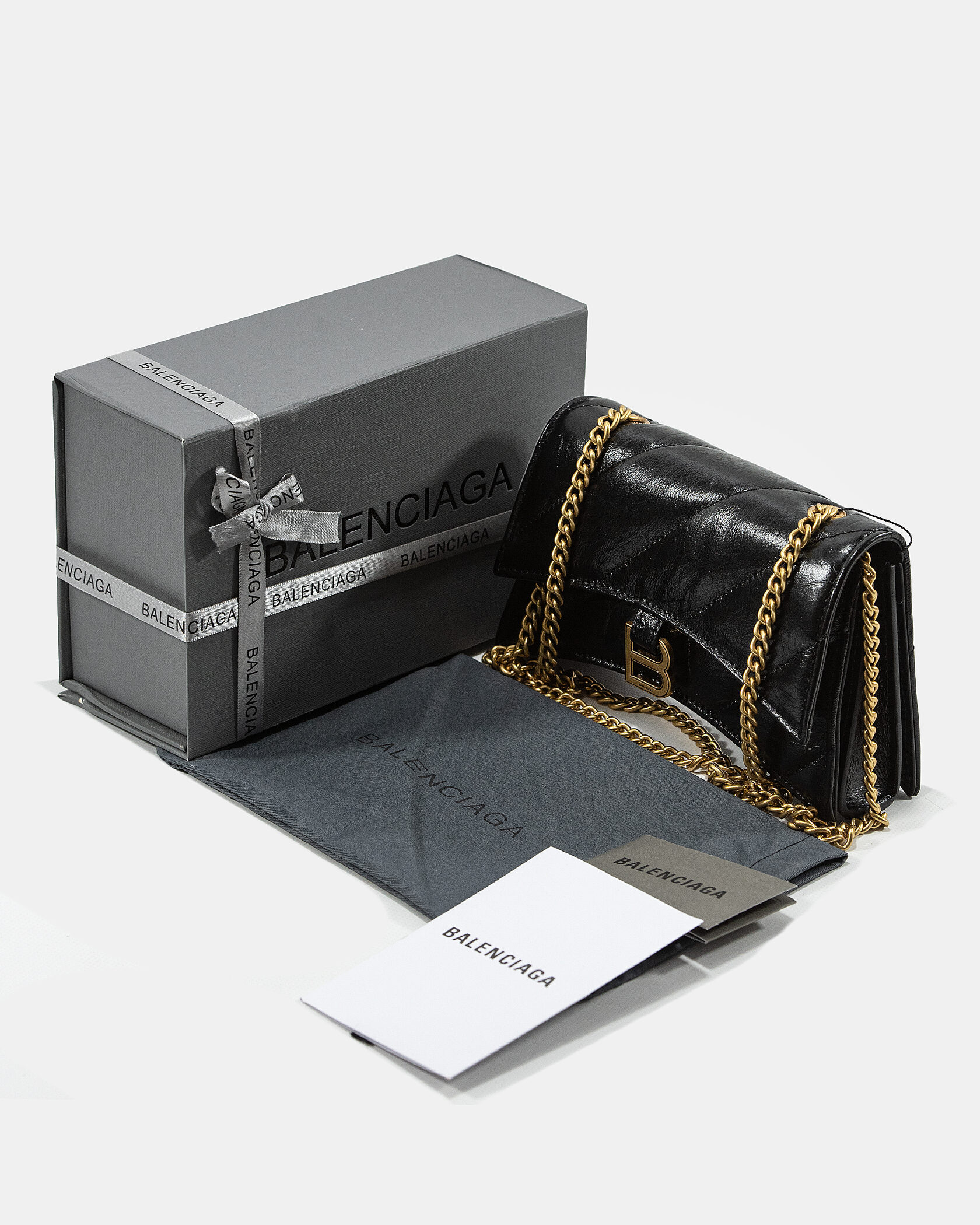 Balenciaga Crush Small Chain Bag Quilted in Black\Gold - 2