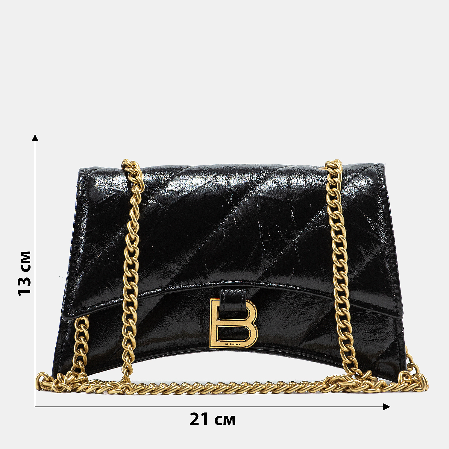 Balenciaga Crush Small Chain Bag Quilted in Black\Gold - 3