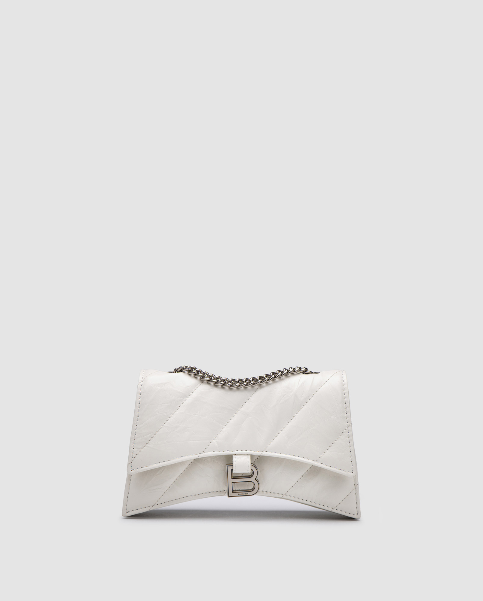 Balenciaga Crush Small Chain Bag Quilted in White\Silver