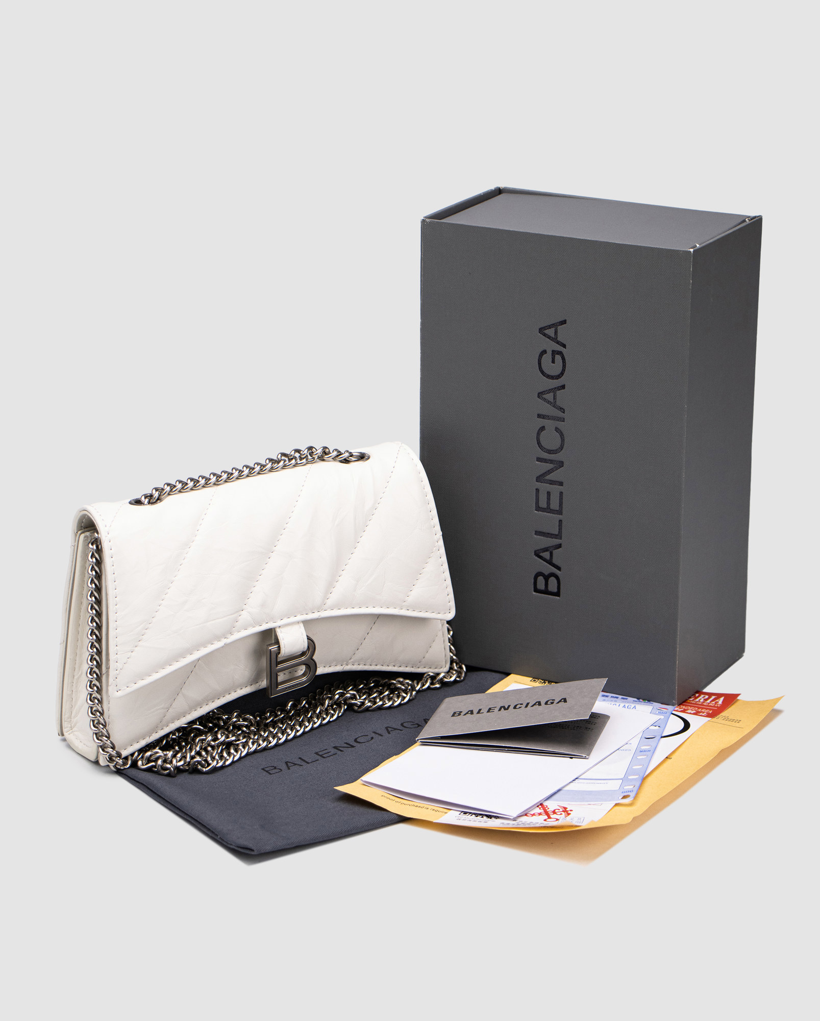 Balenciaga Crush Small Chain Bag Quilted in White\Silver - 6