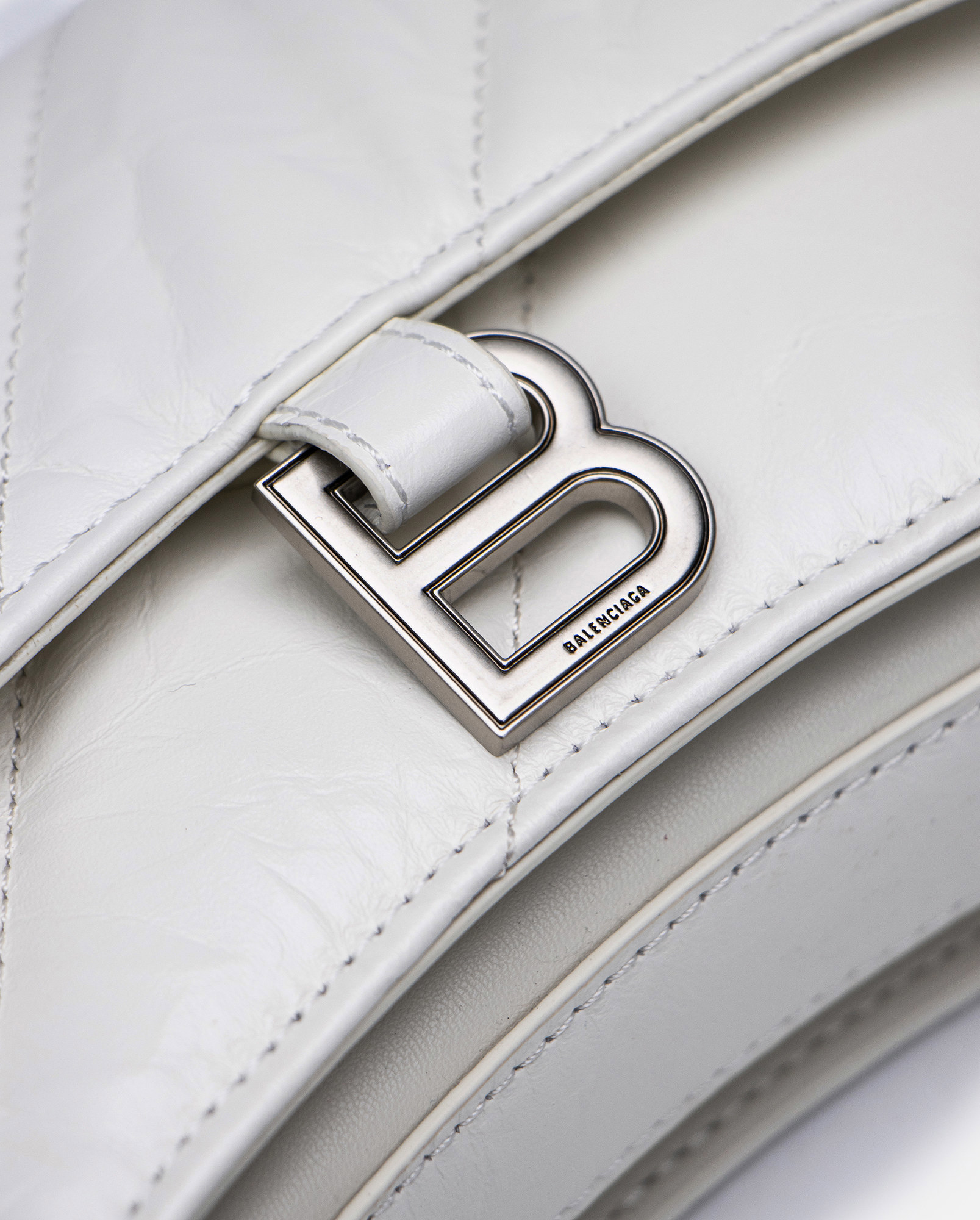 Balenciaga Crush Small Chain Bag Quilted in White\Silver - 4
