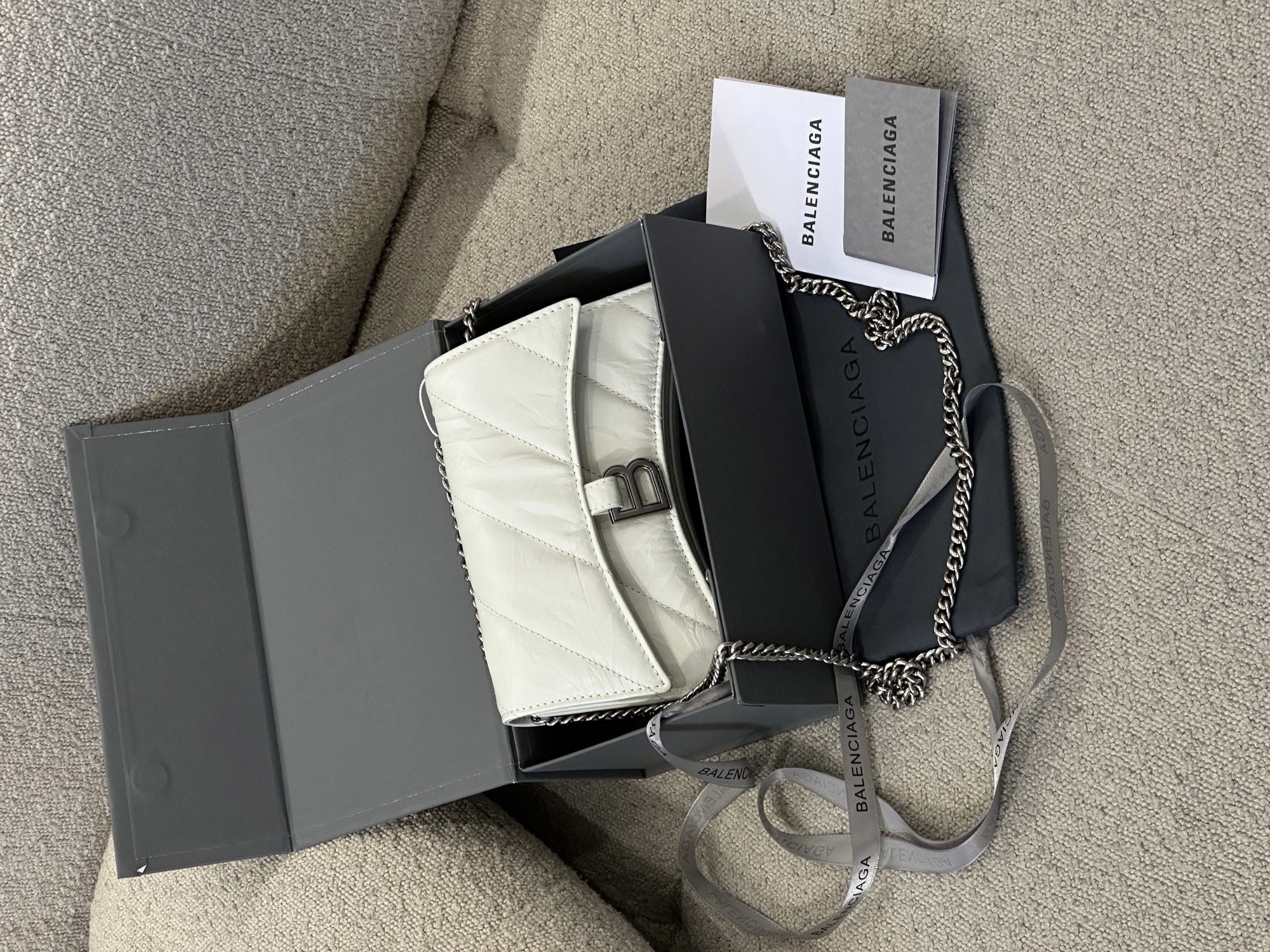 Balenciaga Crush Small Chain Bag Quilted in White\Silver - 15