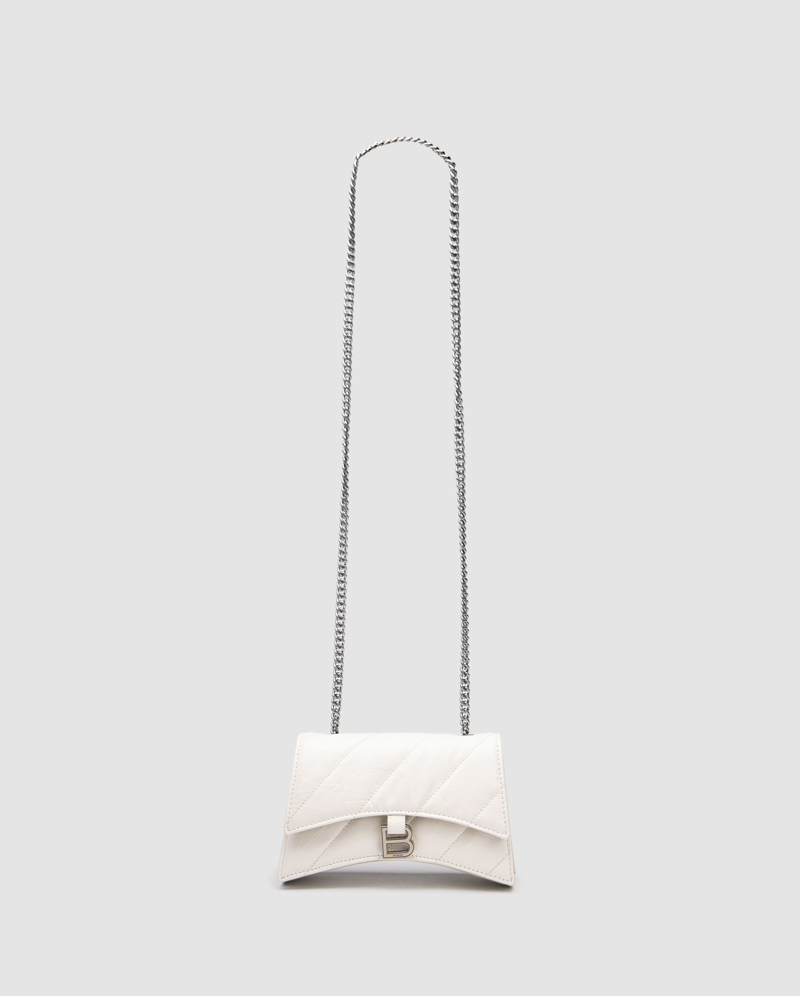 Balenciaga Crush Small Chain Bag Quilted in White\Silver - 3