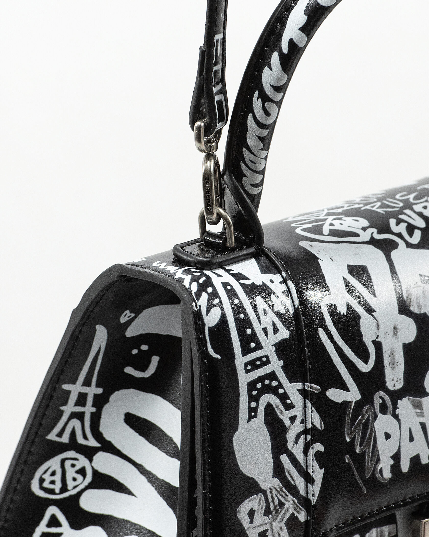 Balenciaga Hourglass Small Handbag Graffiti in Black - 9