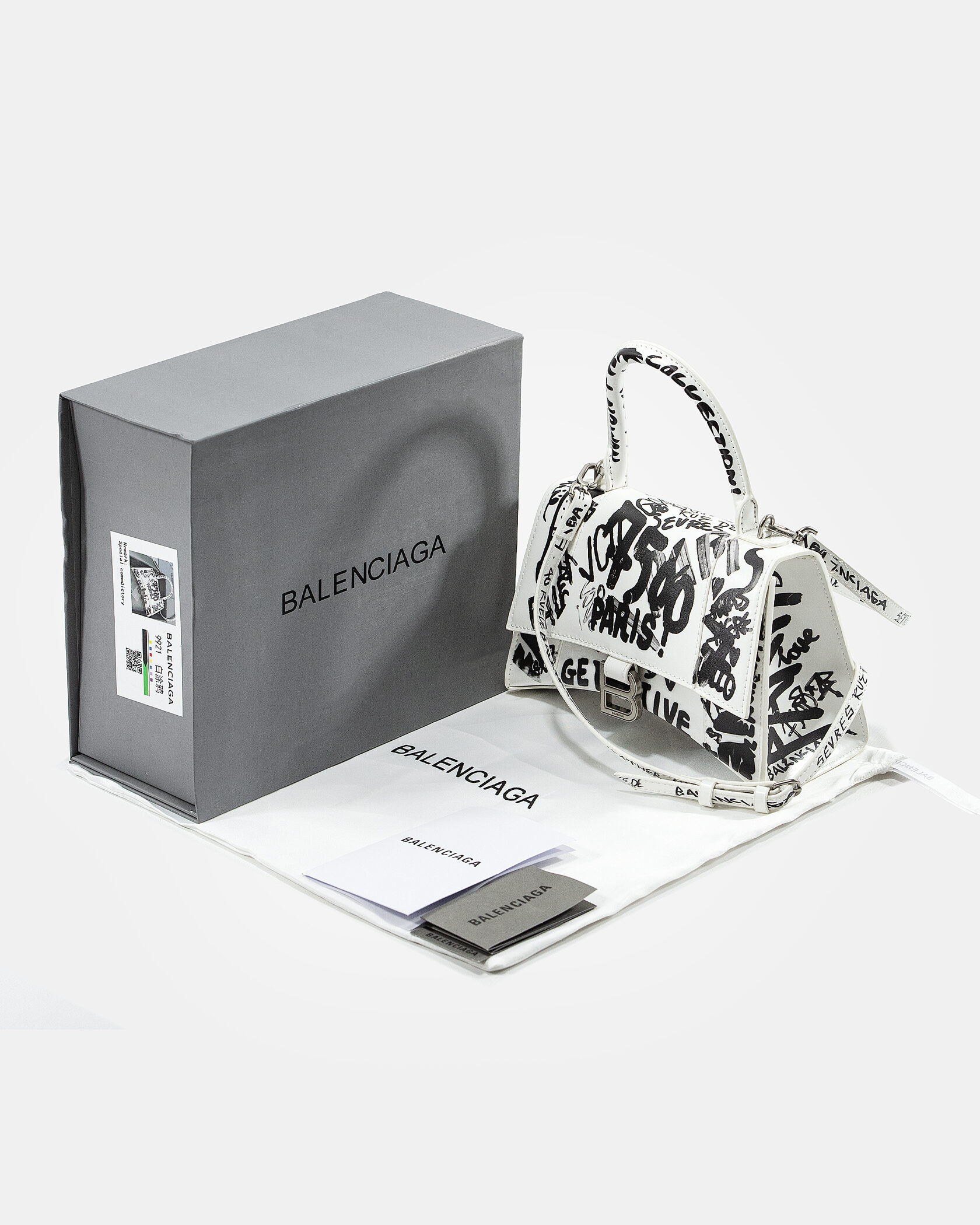 Balenciaga Hourglass Small Handbag Graffiti in White - 2