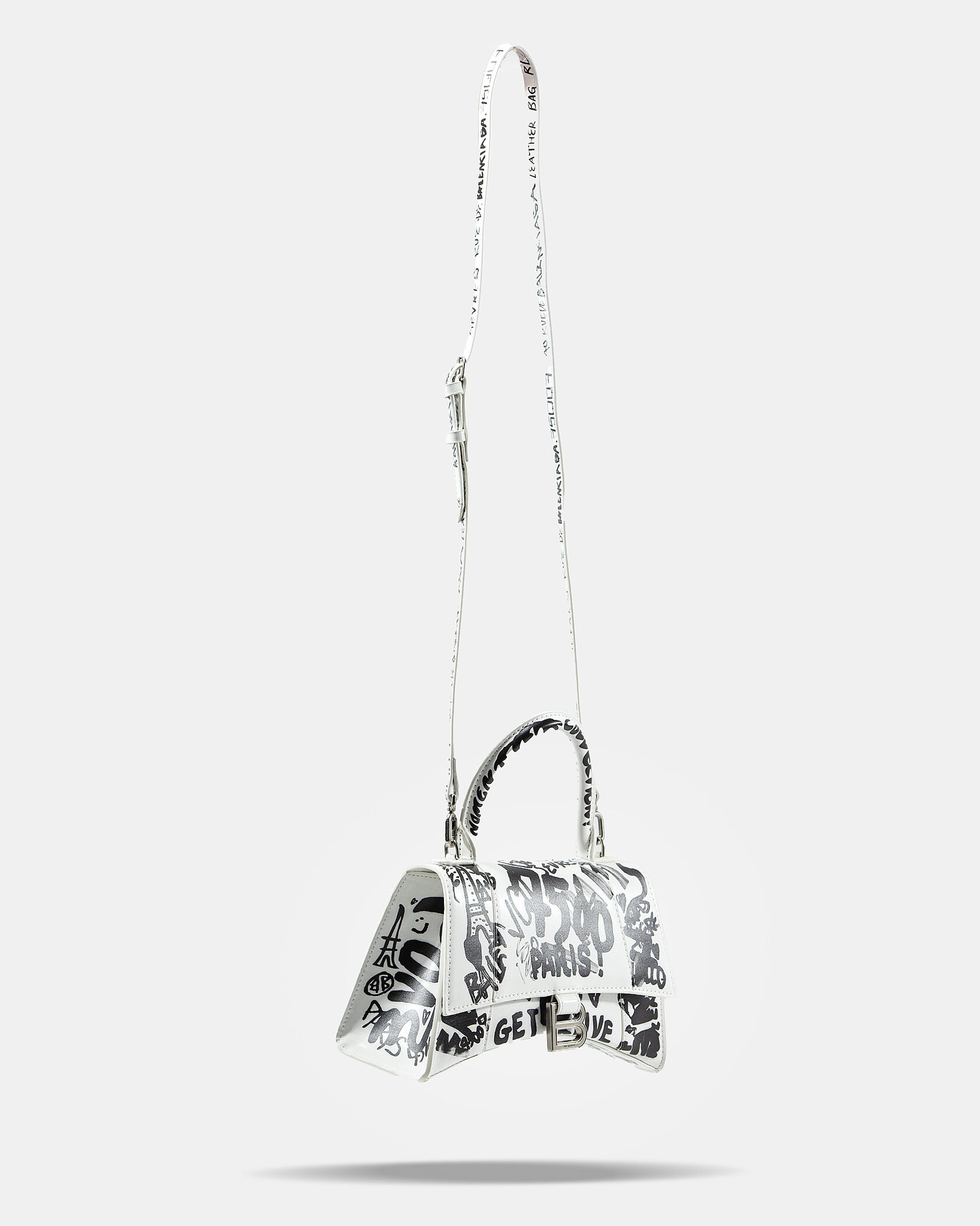 Balenciaga Hourglass Small Handbag Graffiti in White - 6