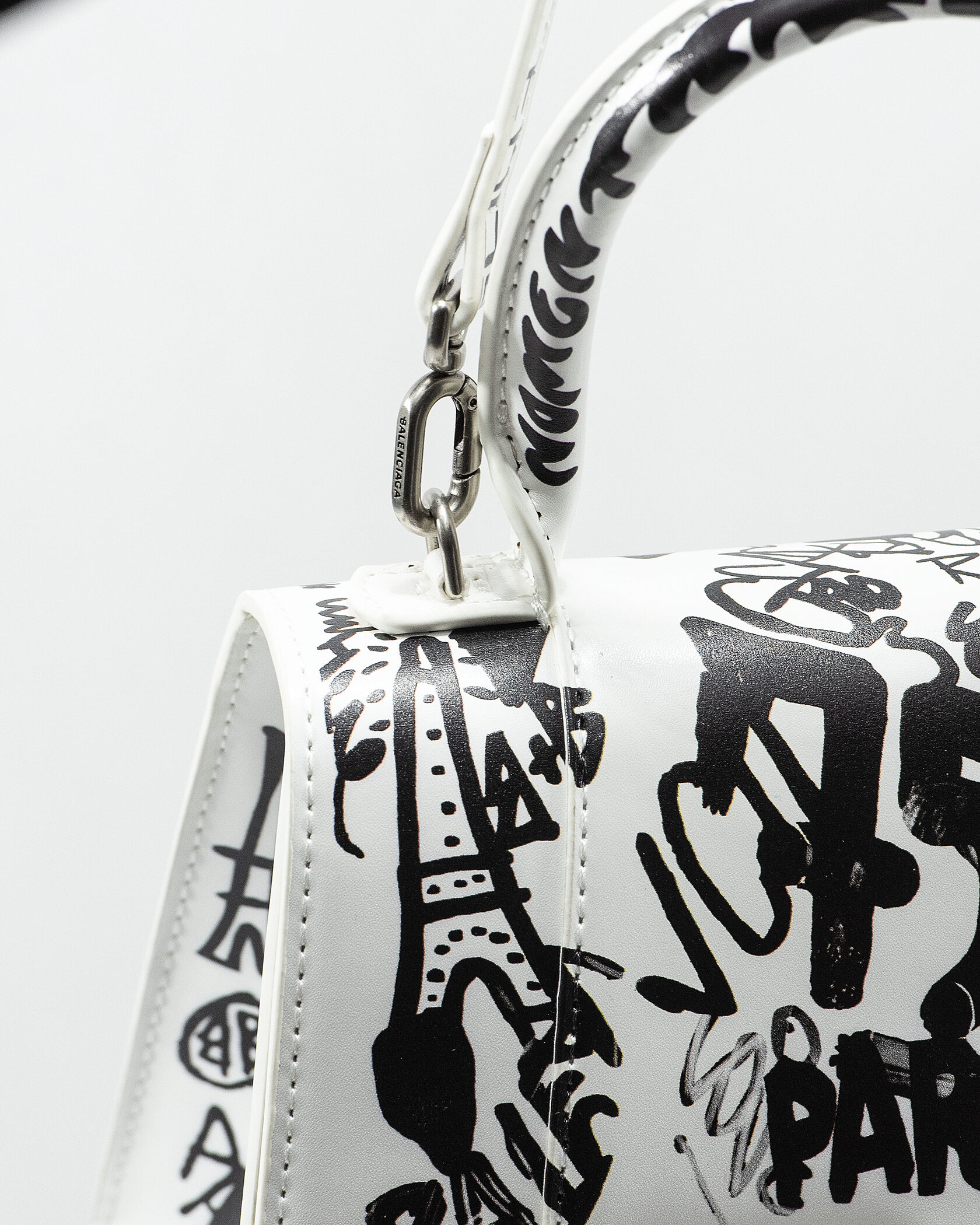 Balenciaga Hourglass Small Handbag Graffiti in White - 9