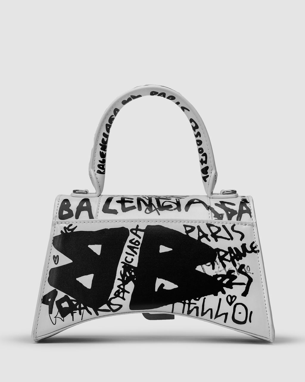 Balenciaga Hourglass Small Handbag Graffiti in White - 19