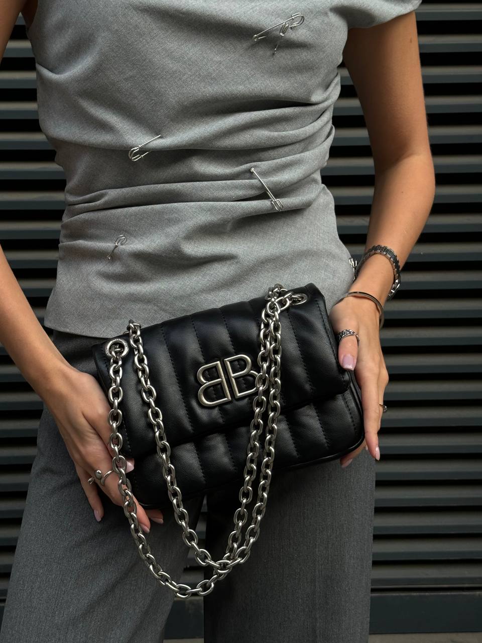 Balenciaga Monaco Mini Chain Bag Black/Silver - 3