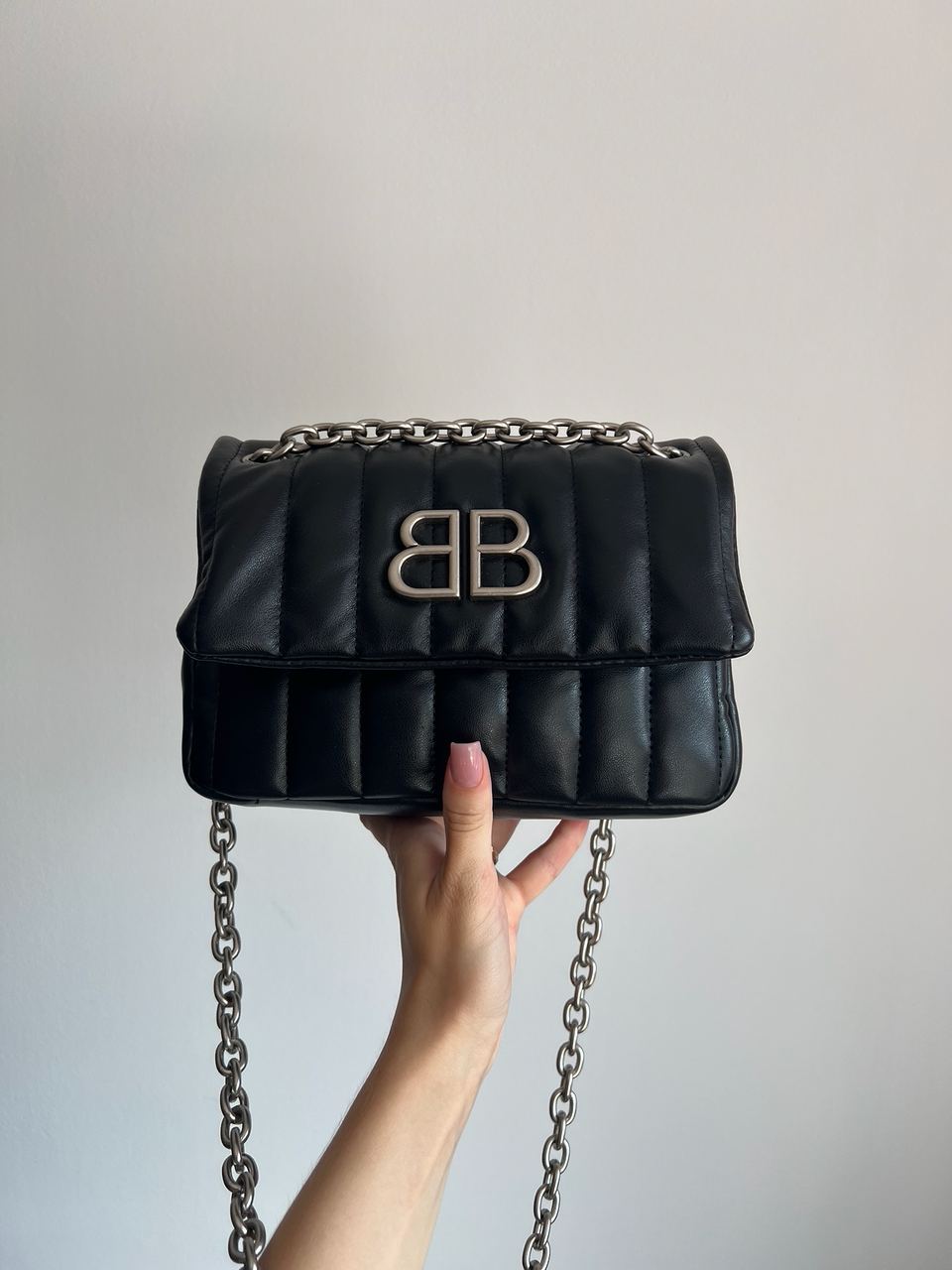 Balenciaga Monaco Mini Chain Bag Black/Silver - 4