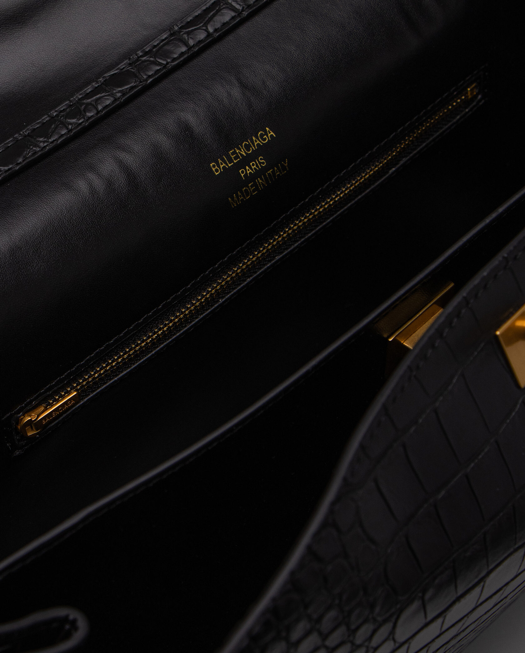 Balenciaga Rodeo Large Crocodile Embossed Black/Gold - 14