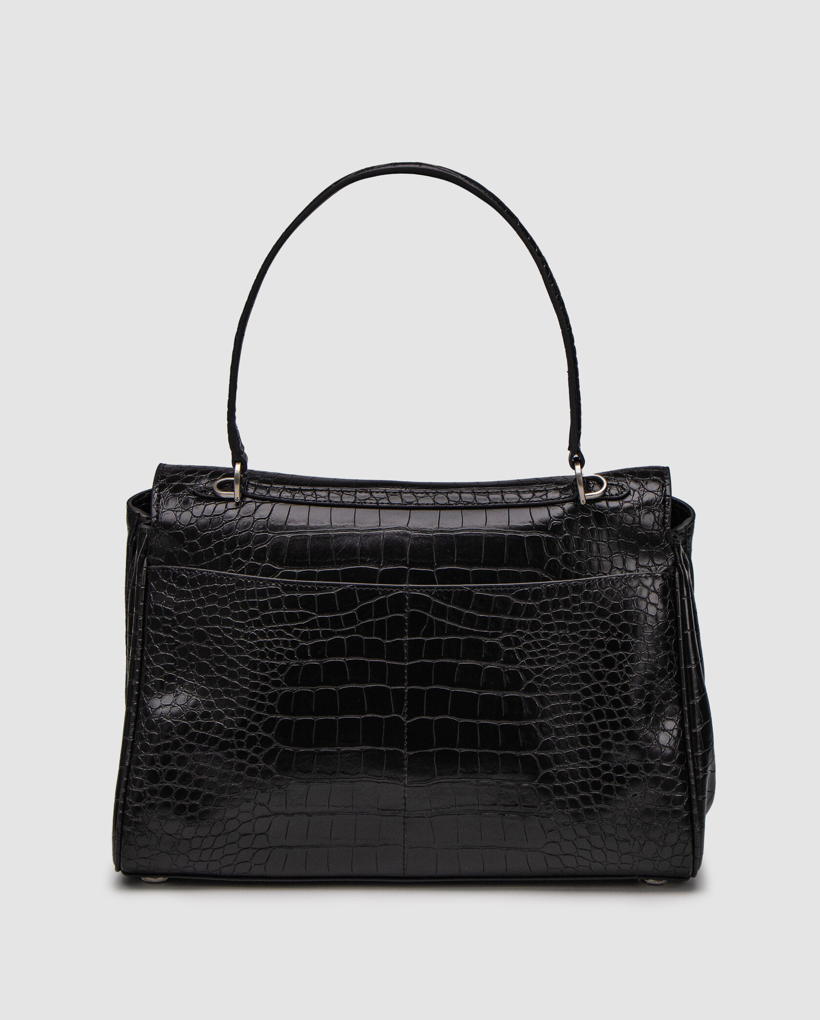 Balenciaga Rodeo Large Crocodile Embossed Black/Silver - 3