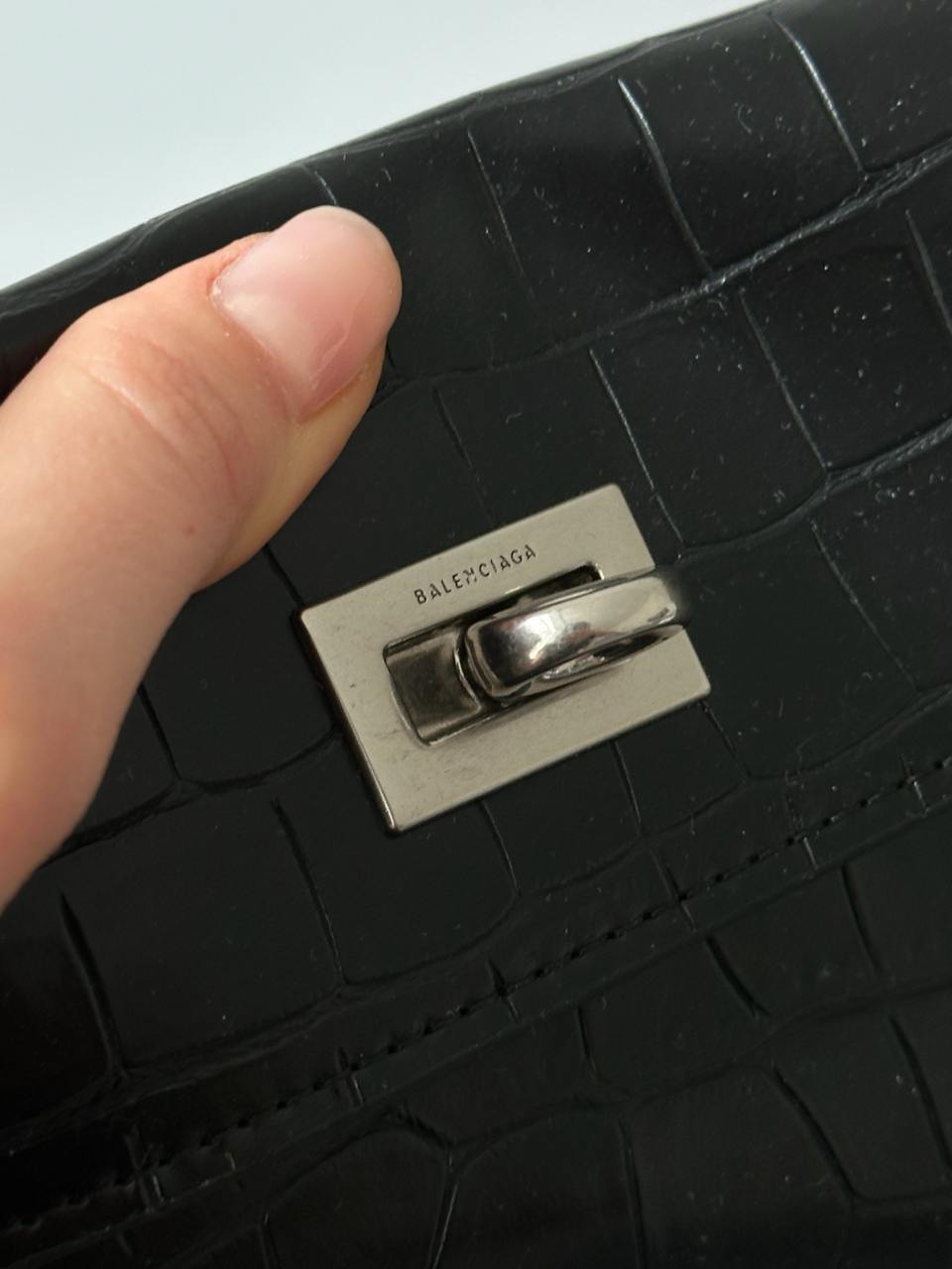 Balenciaga Rodeo Large Crocodile Embossed Black/Silver - 9