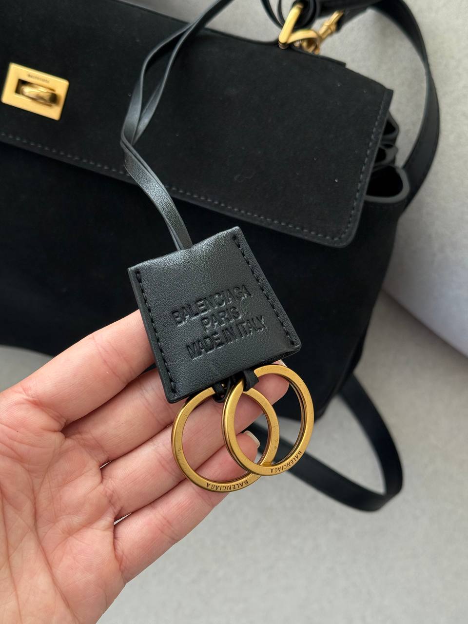 Balenciaga Rodeo Large Suede Black/Gold Hardware - 15