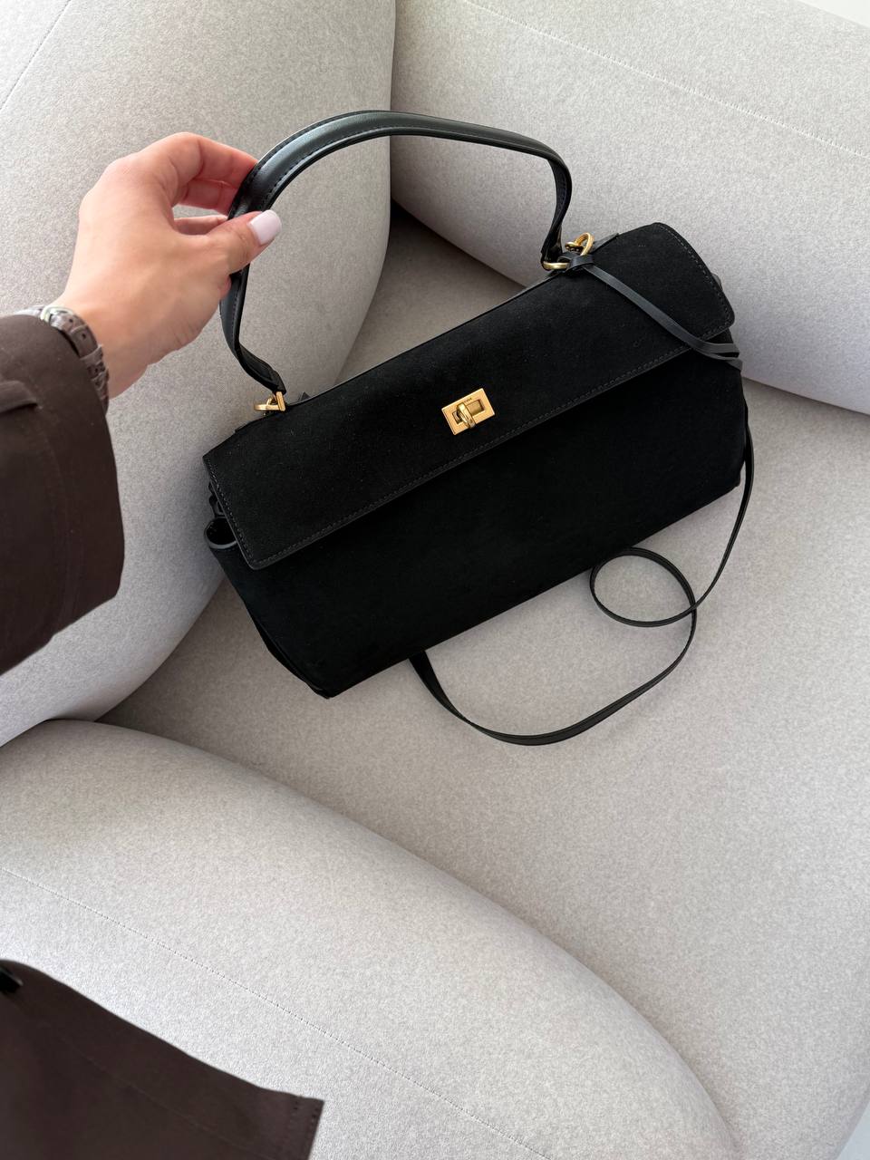 Balenciaga Rodeo Large Suede Black/Gold Hardware - 5
