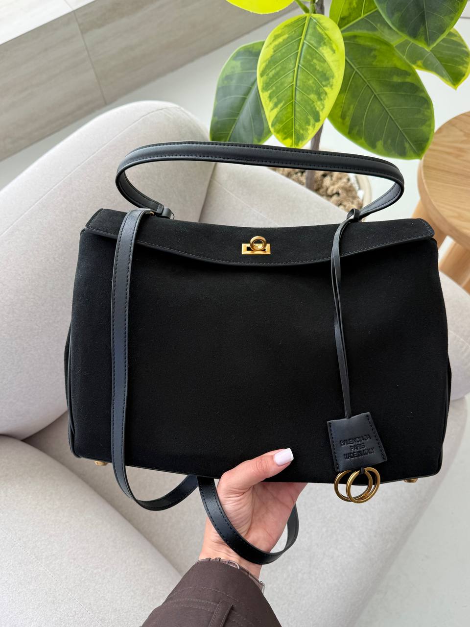 Balenciaga Rodeo Large Suede Black/Gold Hardware - 6