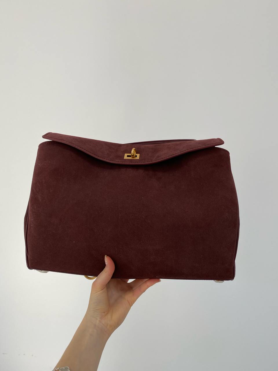 Balenciaga Rodeo Large Suede Burgundy/Gold Hardware - 4