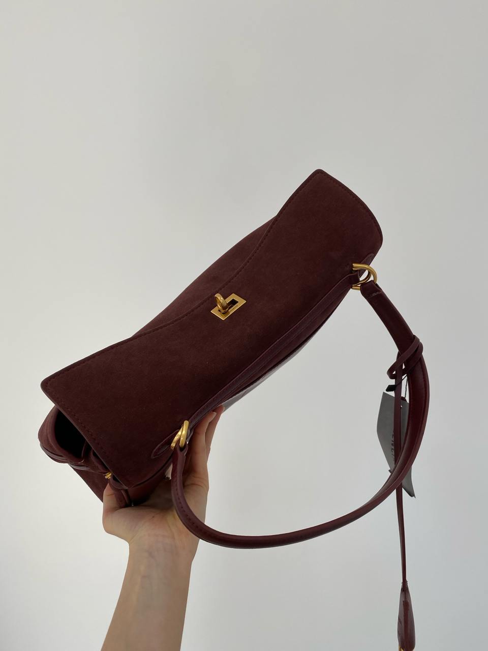 Balenciaga Rodeo Large Suede Burgundy/Gold Hardware - 6