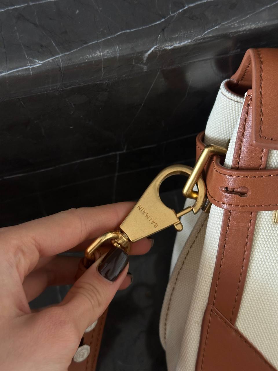 Balmain B-Buzz 23 Bag in Cream/Brown Box Leather - 6