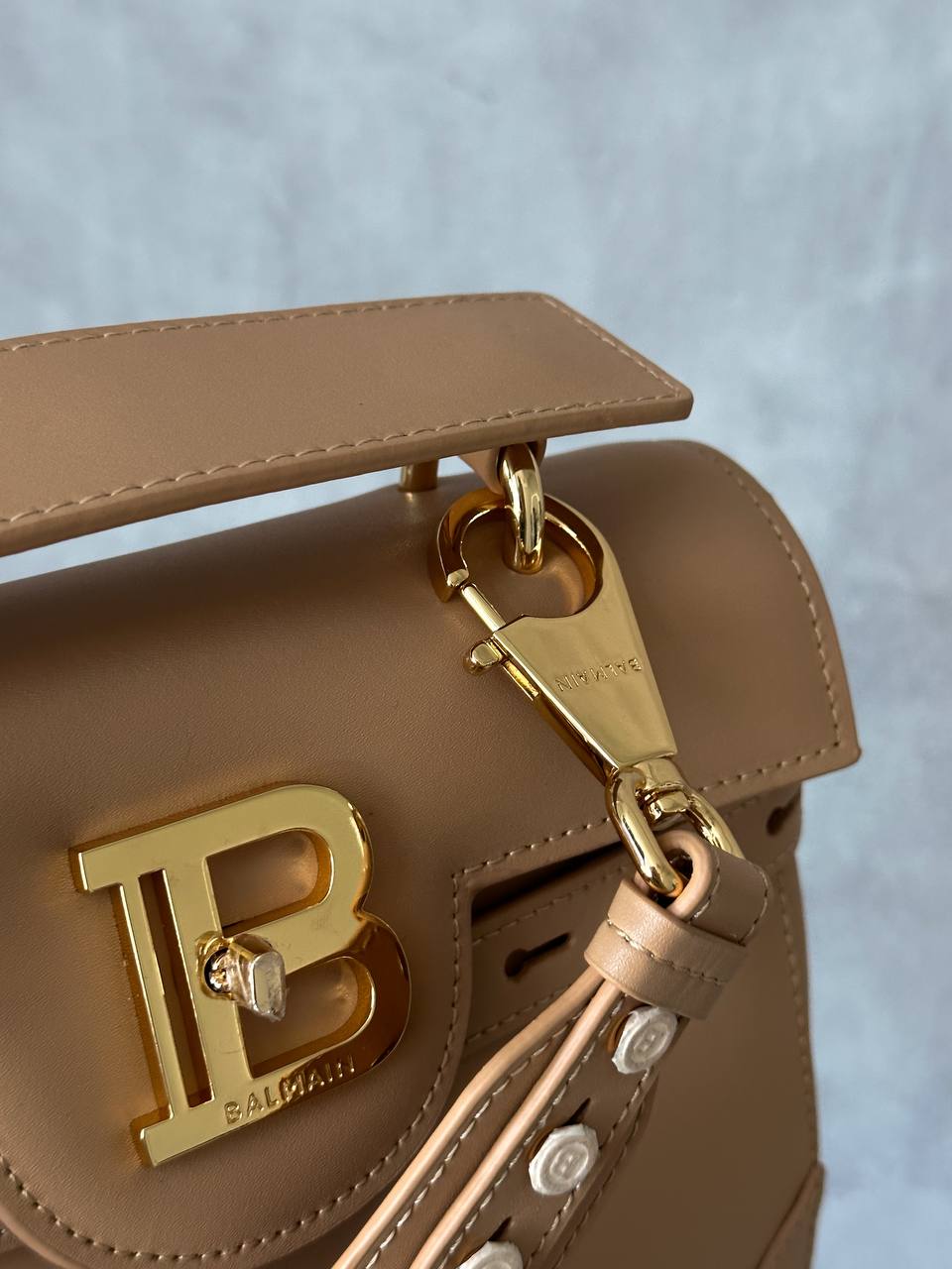Balmain B-Buzz 23 Bag in Nude Box Leather - 5