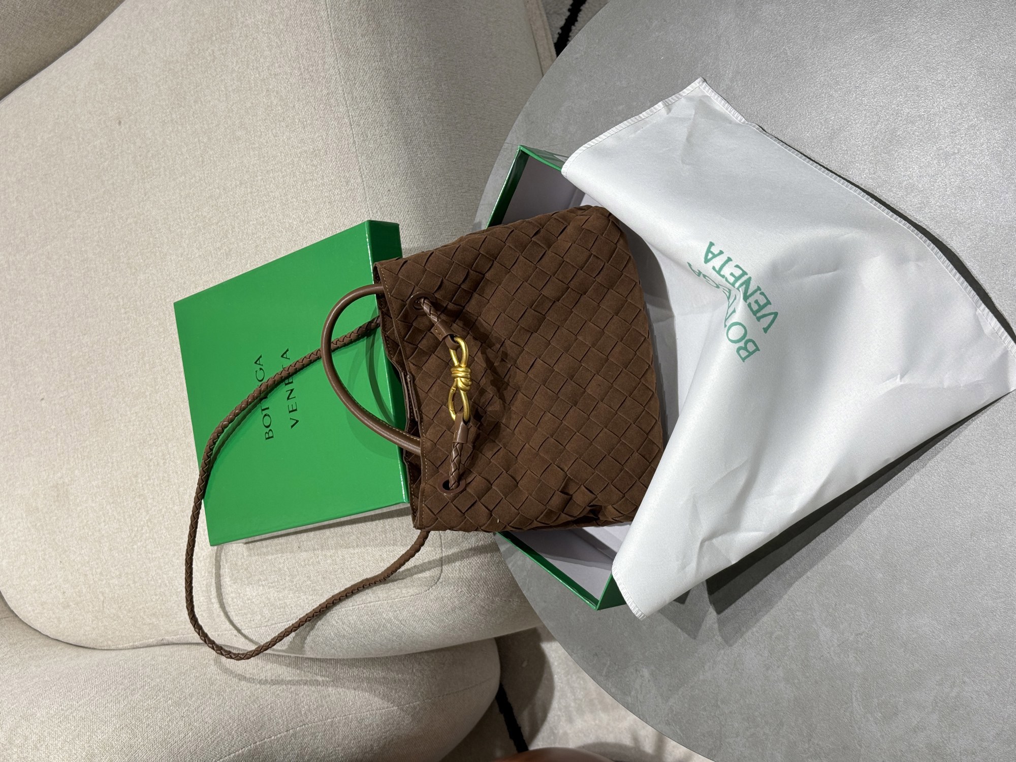 Bottega Veneta Small Andiamo Suede Amber - 8