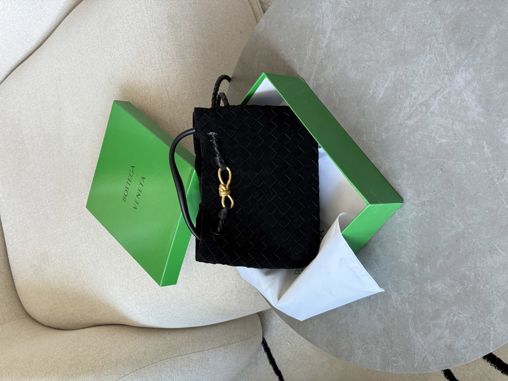 Bottega Veneta Small Andiamo Suede Black - 8