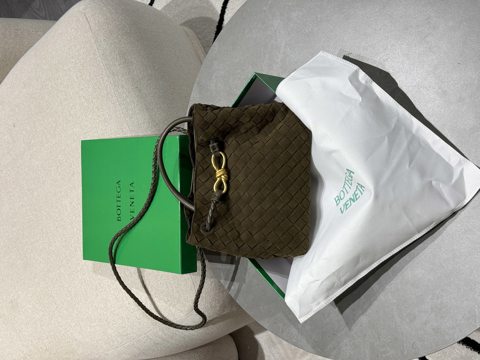 Bottega Veneta Small Andiamo Suede Cypress - 8