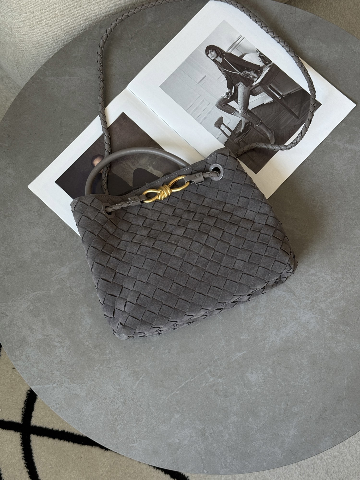 Bottega Veneta Small Andiamo Suede Grey - 13