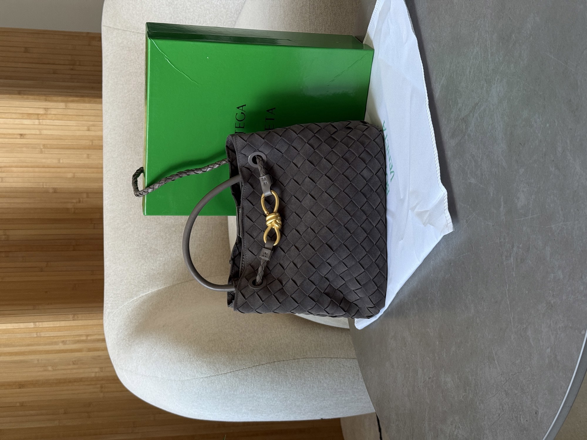 Bottega Veneta Small Andiamo Suede Grey - 9