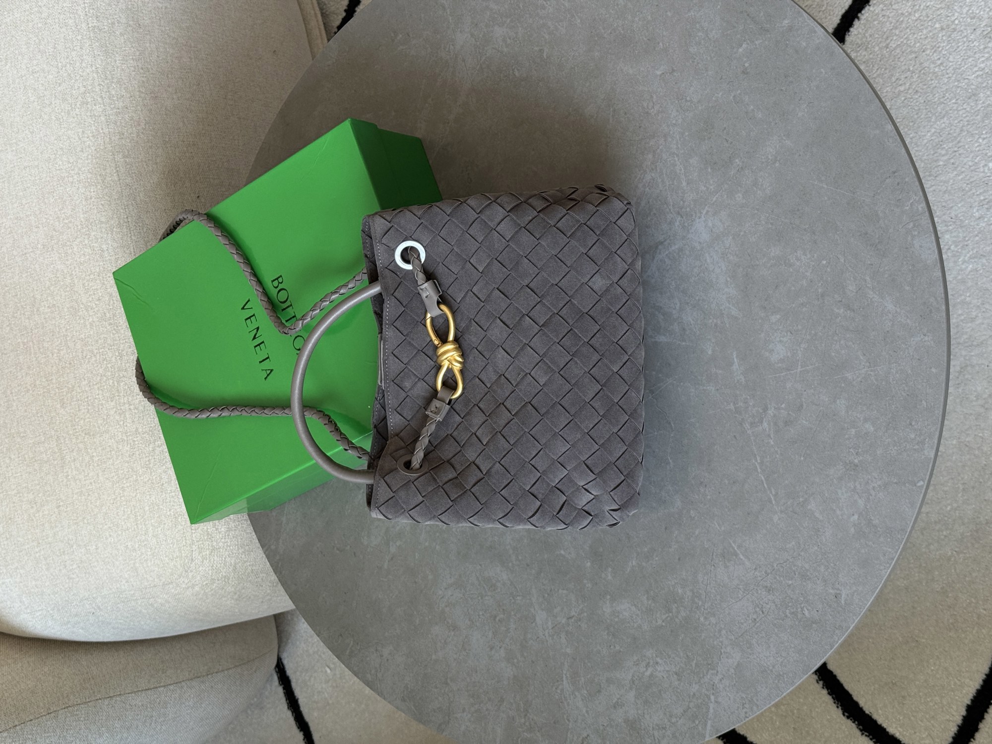 Bottega Veneta Small Andiamo Suede Grey - 12