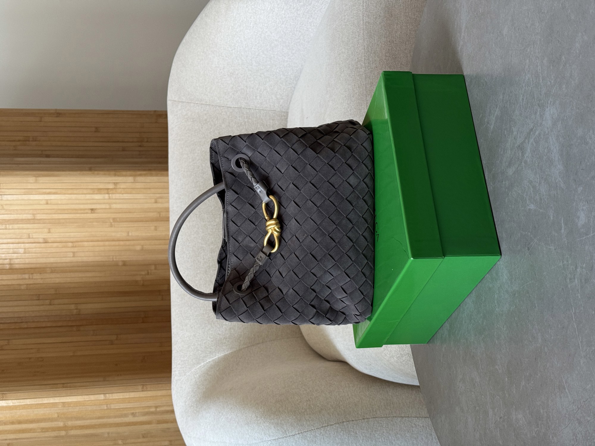 Bottega Veneta Small Andiamo Suede Grey - 11