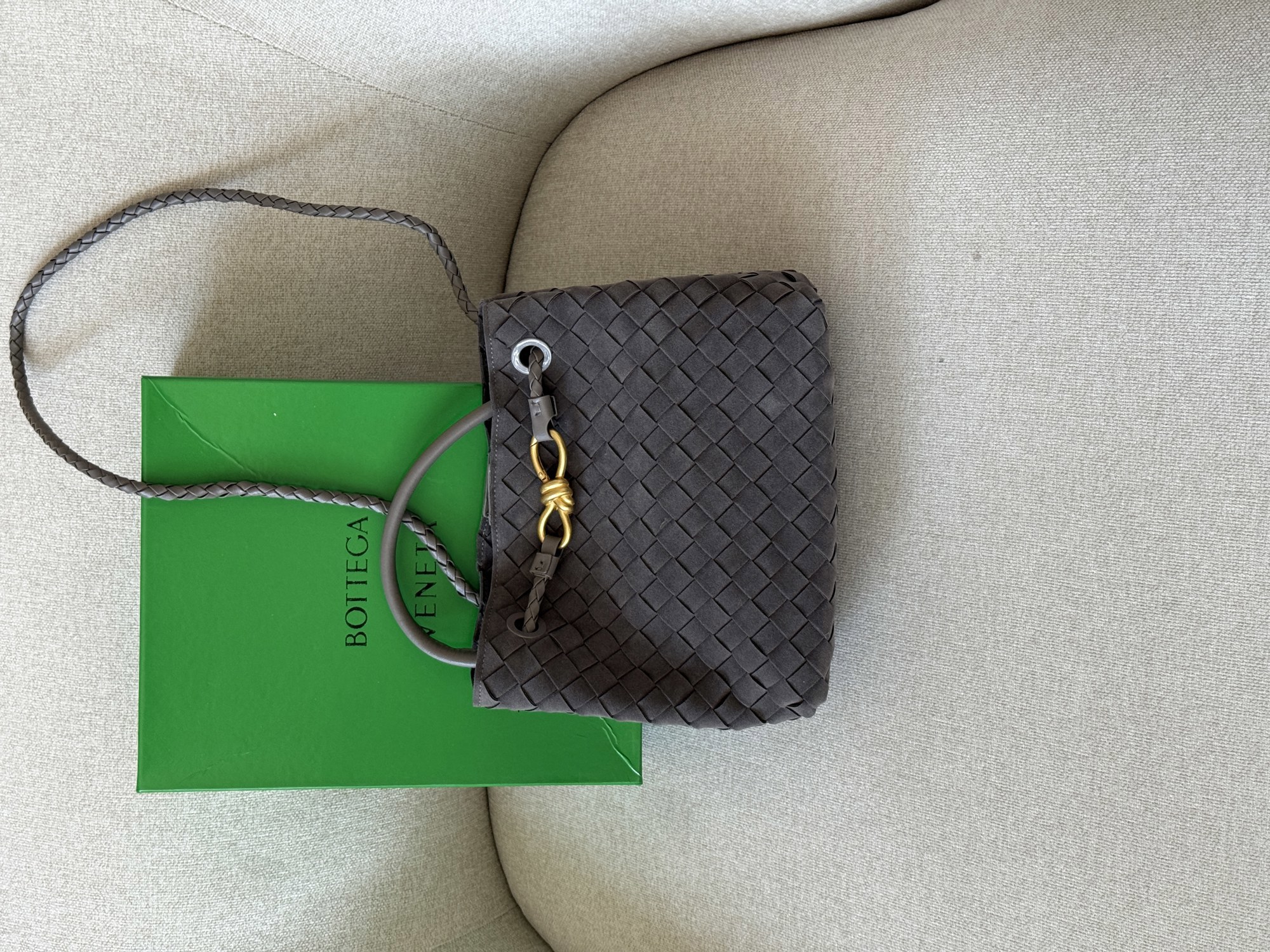 Bottega Veneta Small Andiamo Suede Grey - 14