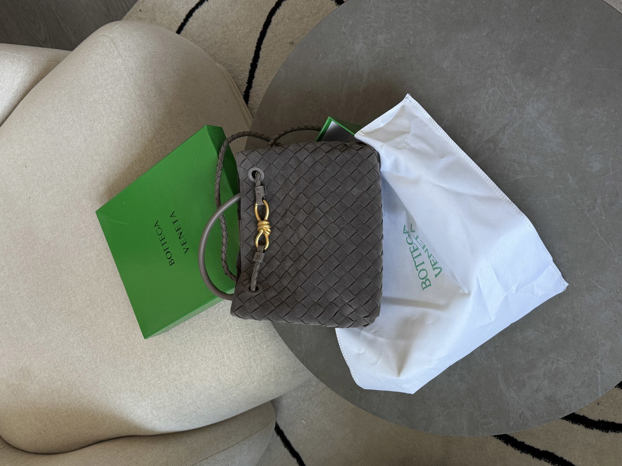 Bottega Veneta Small Andiamo Suede Grey - 8
