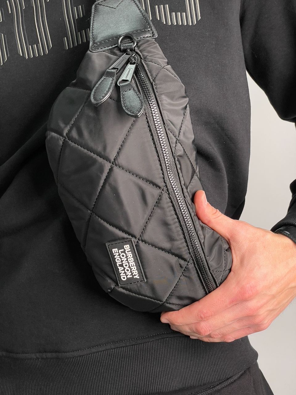 Burberry Black Quilted Fabric Medium Sonny Belt Bag - 5