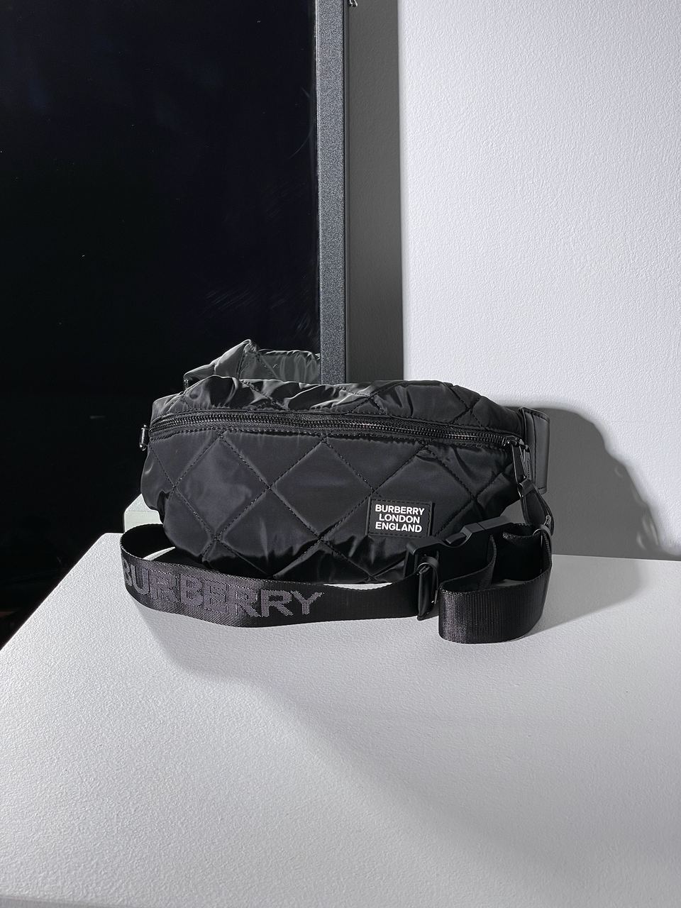 Burberry Black Quilted Fabric Medium Sonny Belt Bag - 6