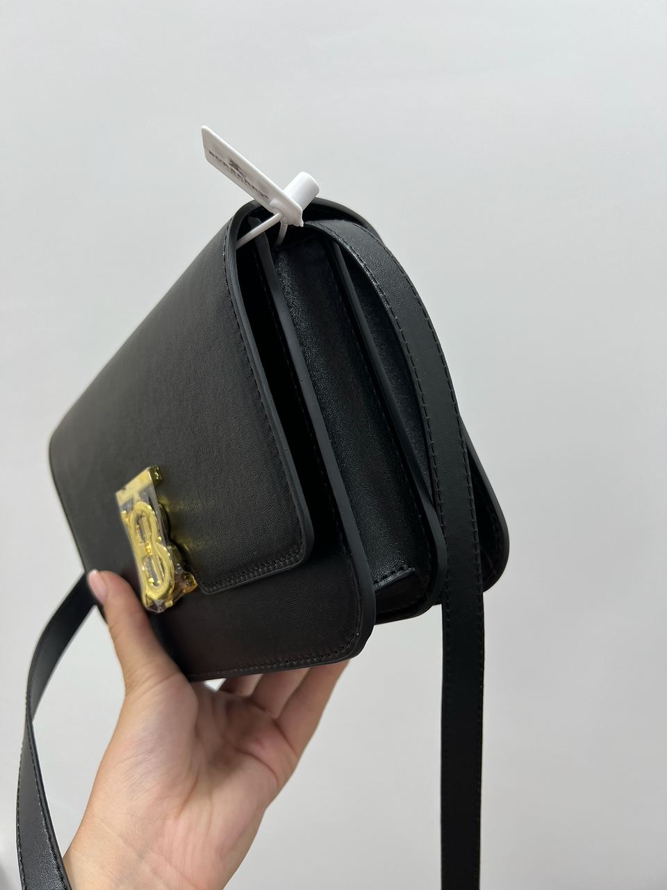 BURBERRY Calfskin Mini TB Bag Black - 13
